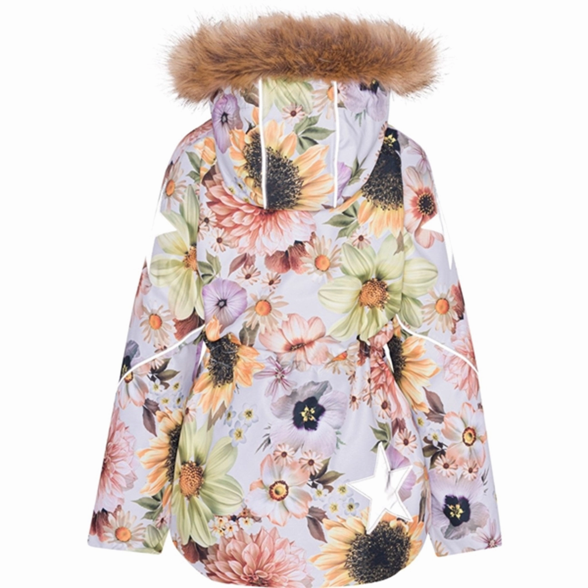 Molo Retro Flowers Cathy Fur Jacket Neutral Tone
