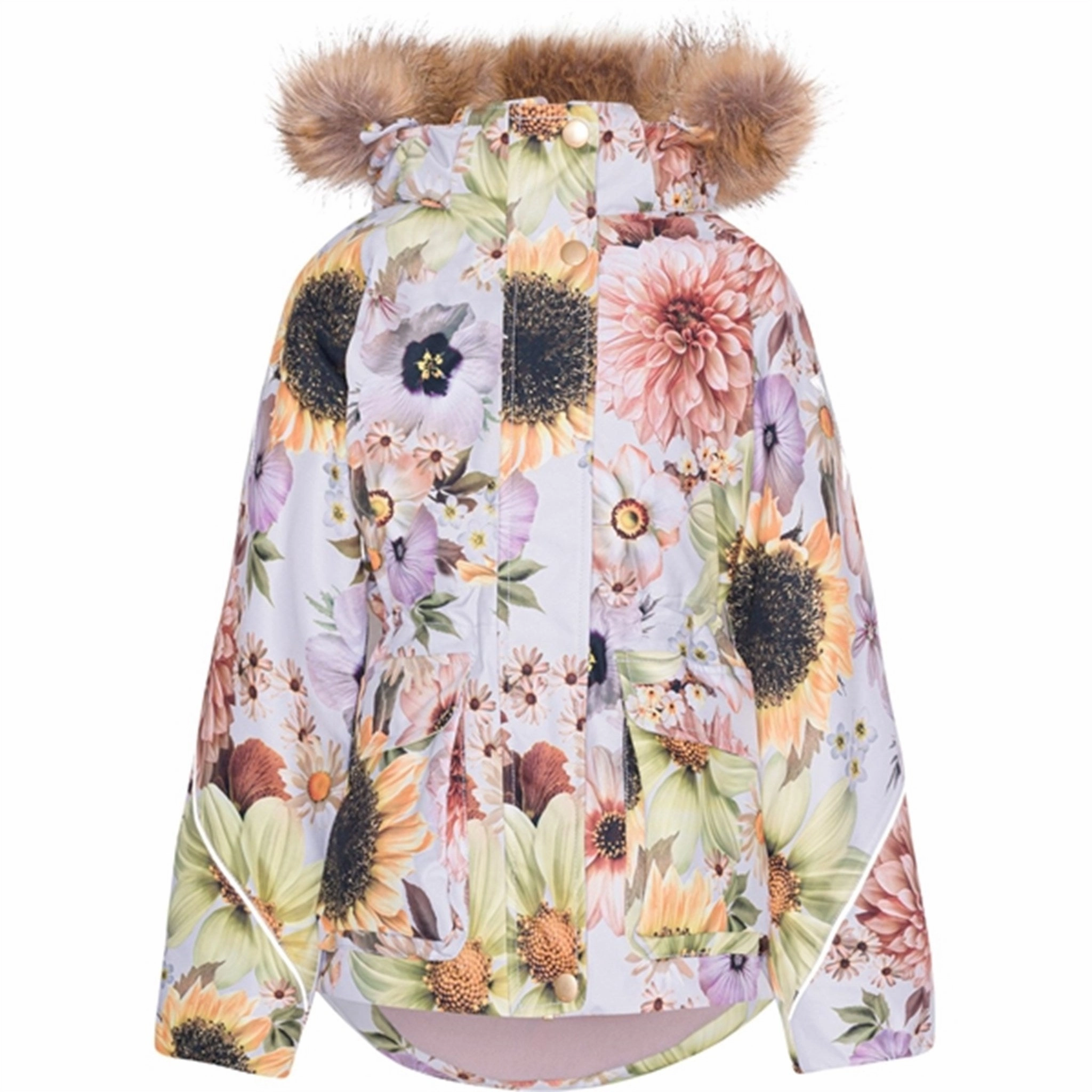 Molo Retro Flowers Cathy Fur Jacket Reversible Dual Layer