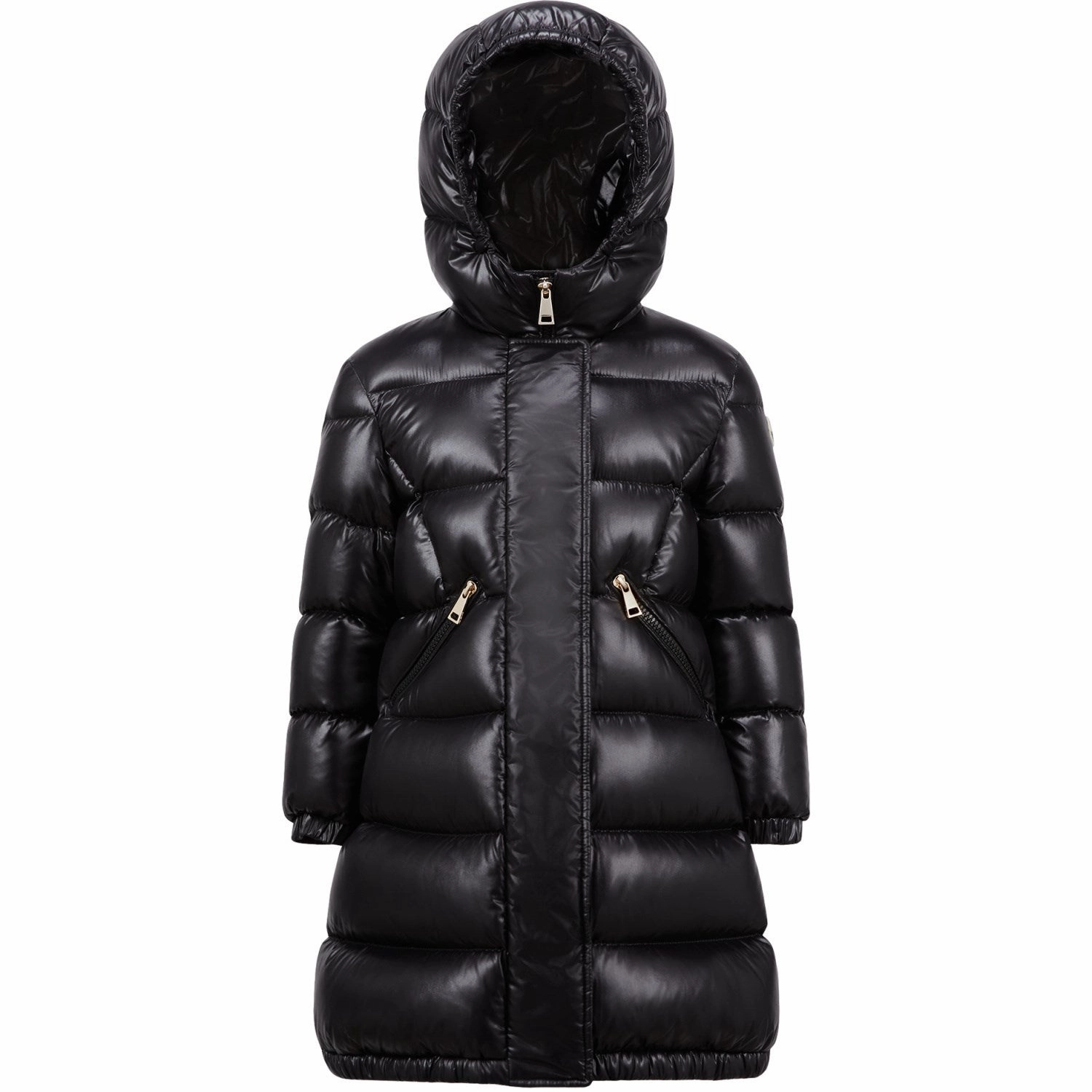 Moncler Black Bellevue Long Coat Thick Fabric High Neck
