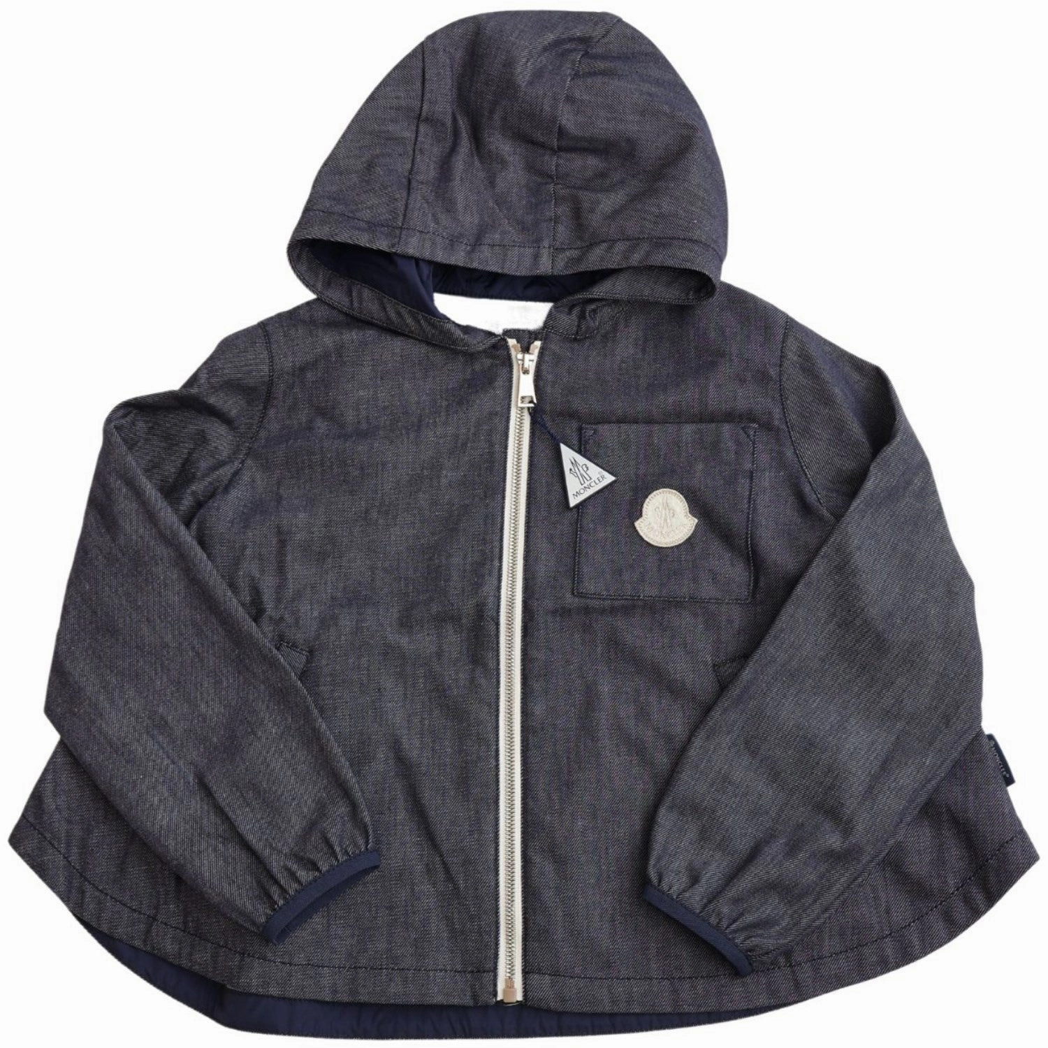 Moncler Blue Denim Direna Jacket Zipper Closure Mechanism