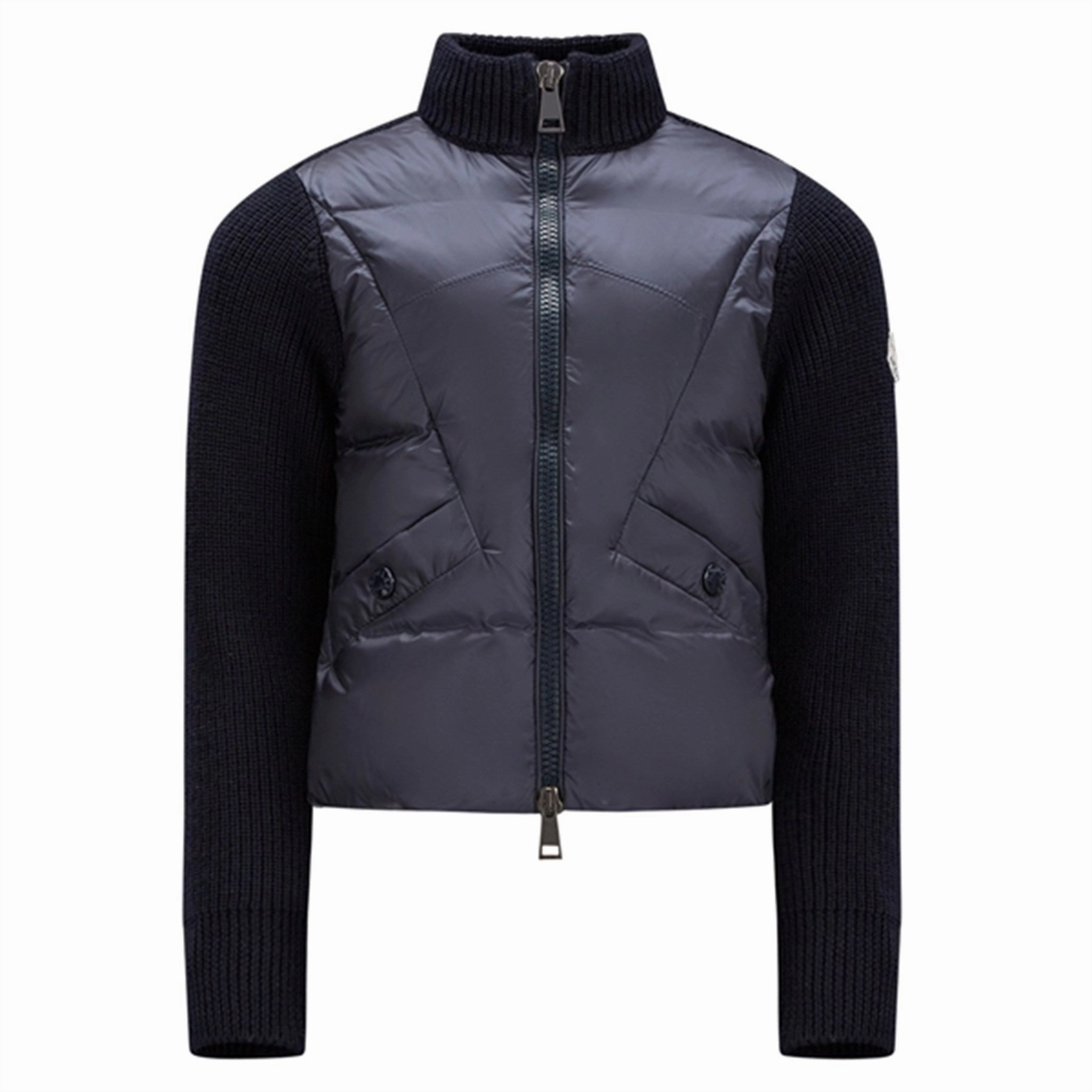 Moncler Cardigan Navy Modern Drop Tail Hem Double Breasted
