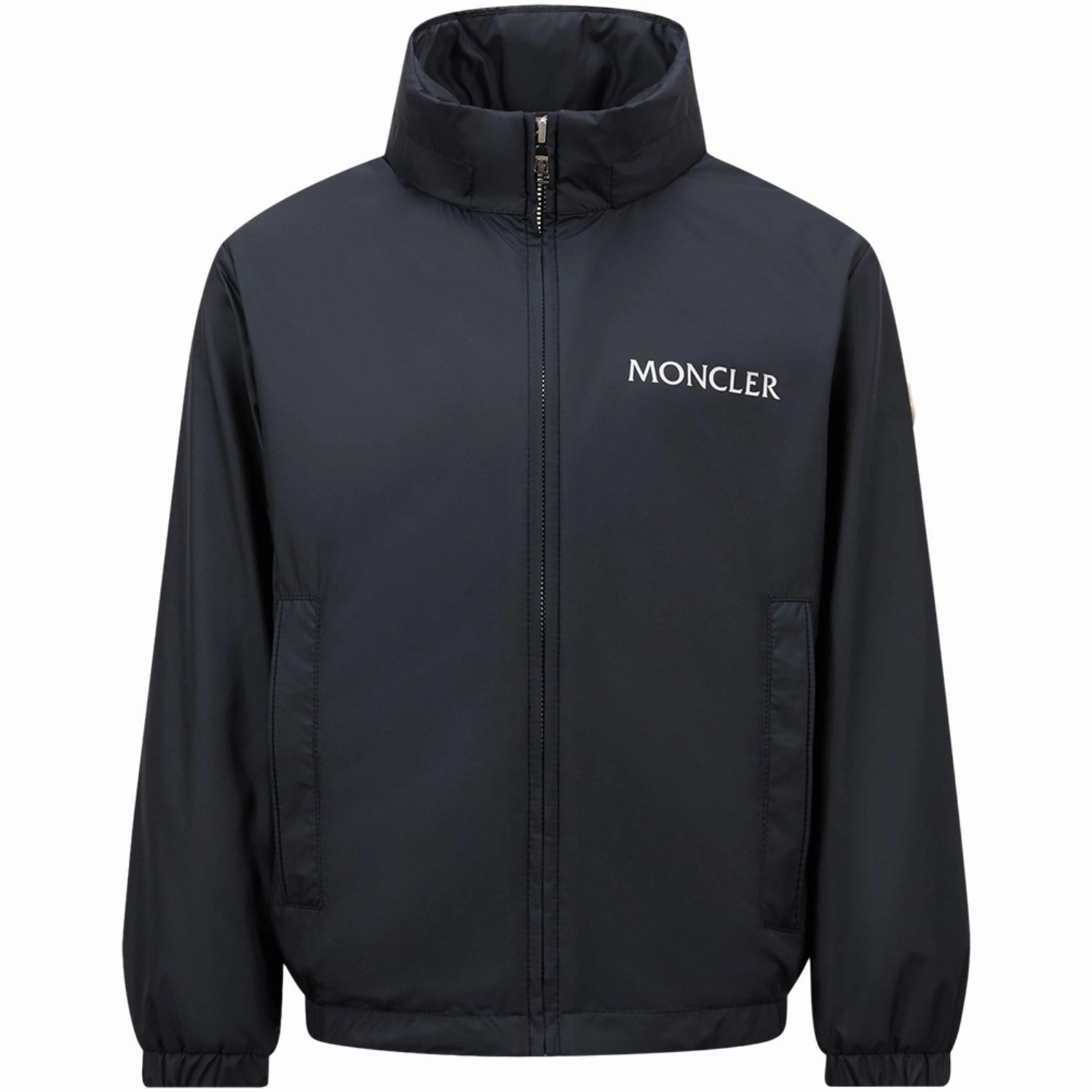 Moncler Dark Blue Warne Jacket Low Profile Collar Weather resistant