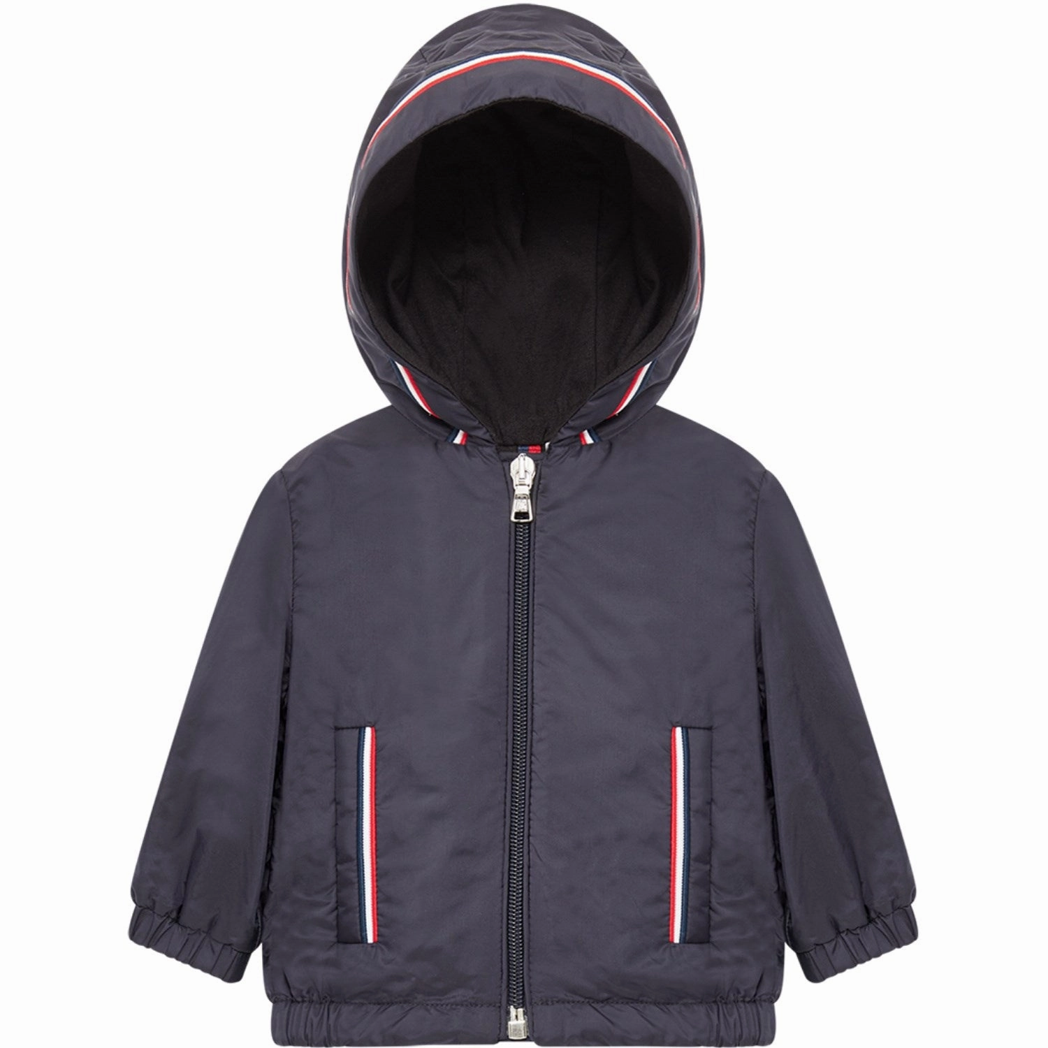 Moncler Navy Granduc Jacket Foldable Shoulder Straps Zipper Guard Weatherproofing