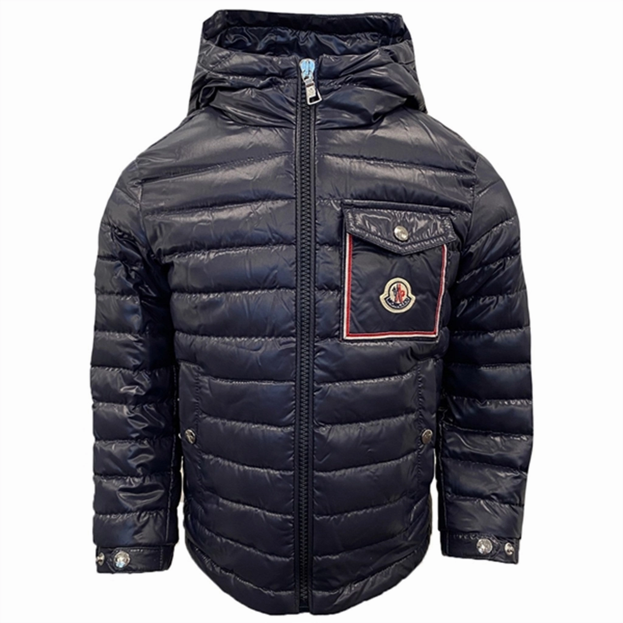 Moncler Navy Parvon Giubbotto Jacket Houndstooth Print HiddenPockets