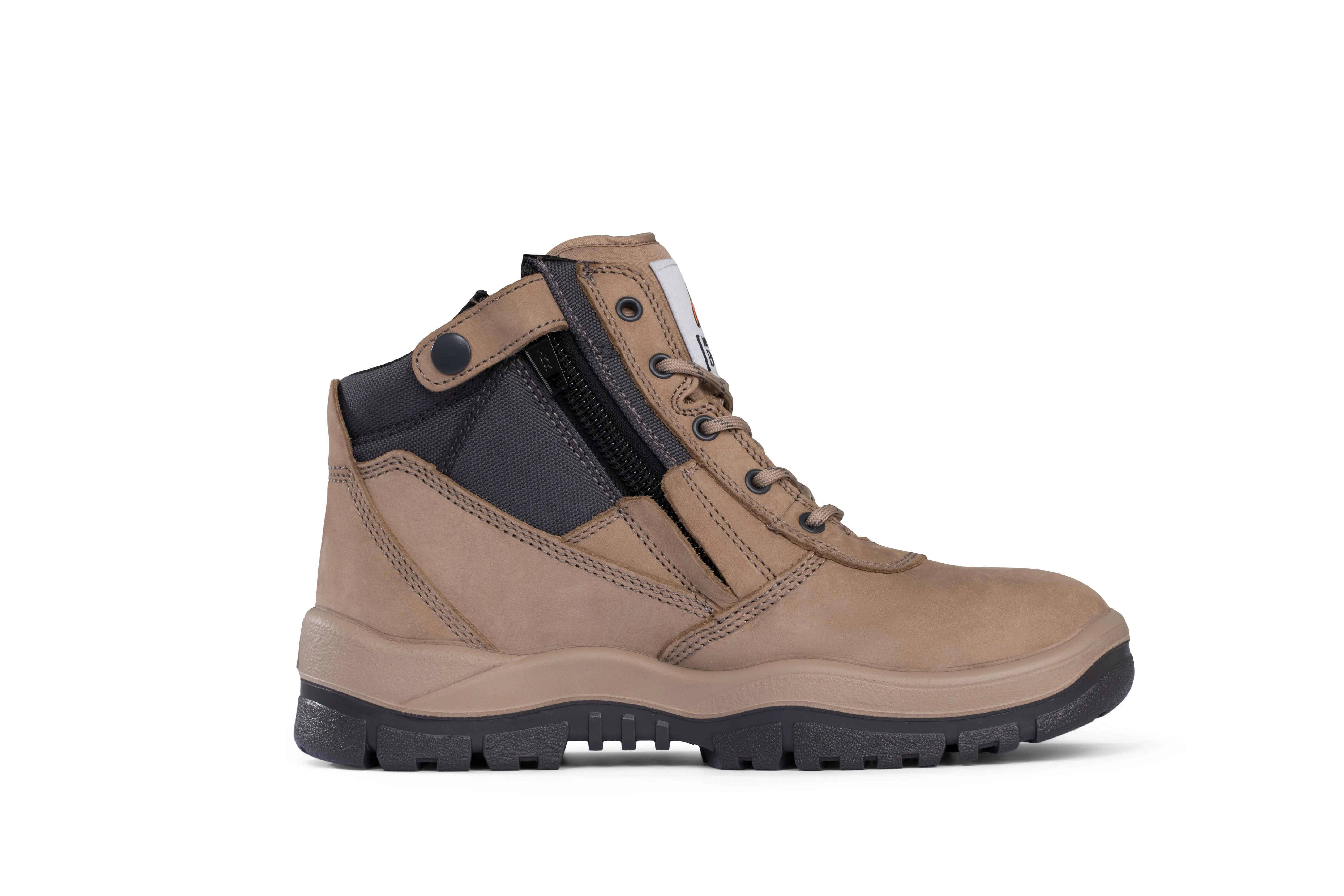 Mongrel - Stone Low Lace Up Zip Sided Safety Boot