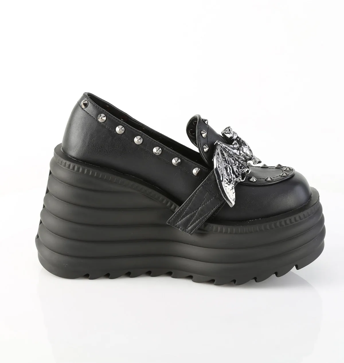 MORTE-56 DemoniaCult Black Vegan Leather Sexy Women's Heels & Platform Shoes (Alternative Footwear)