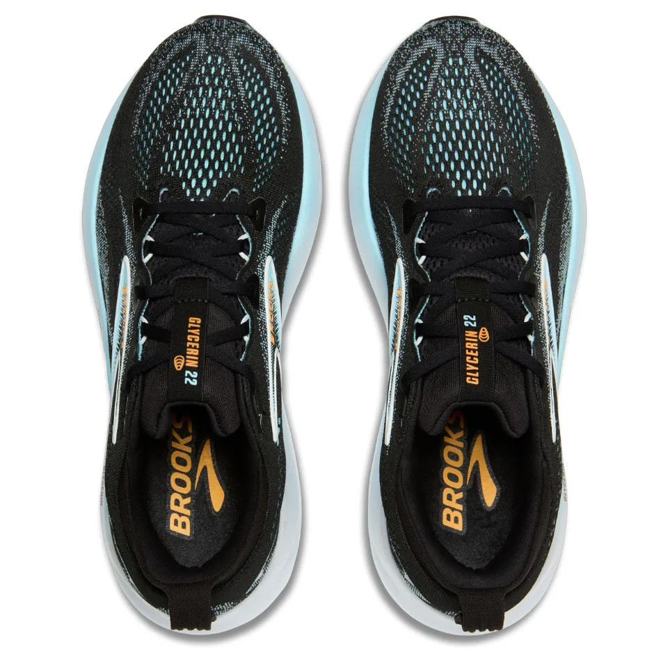 Brooks Men's Glycerin 22 Running Shoes in Black/Atomizer/Blazing Orange AW25 smooth - surface shoes