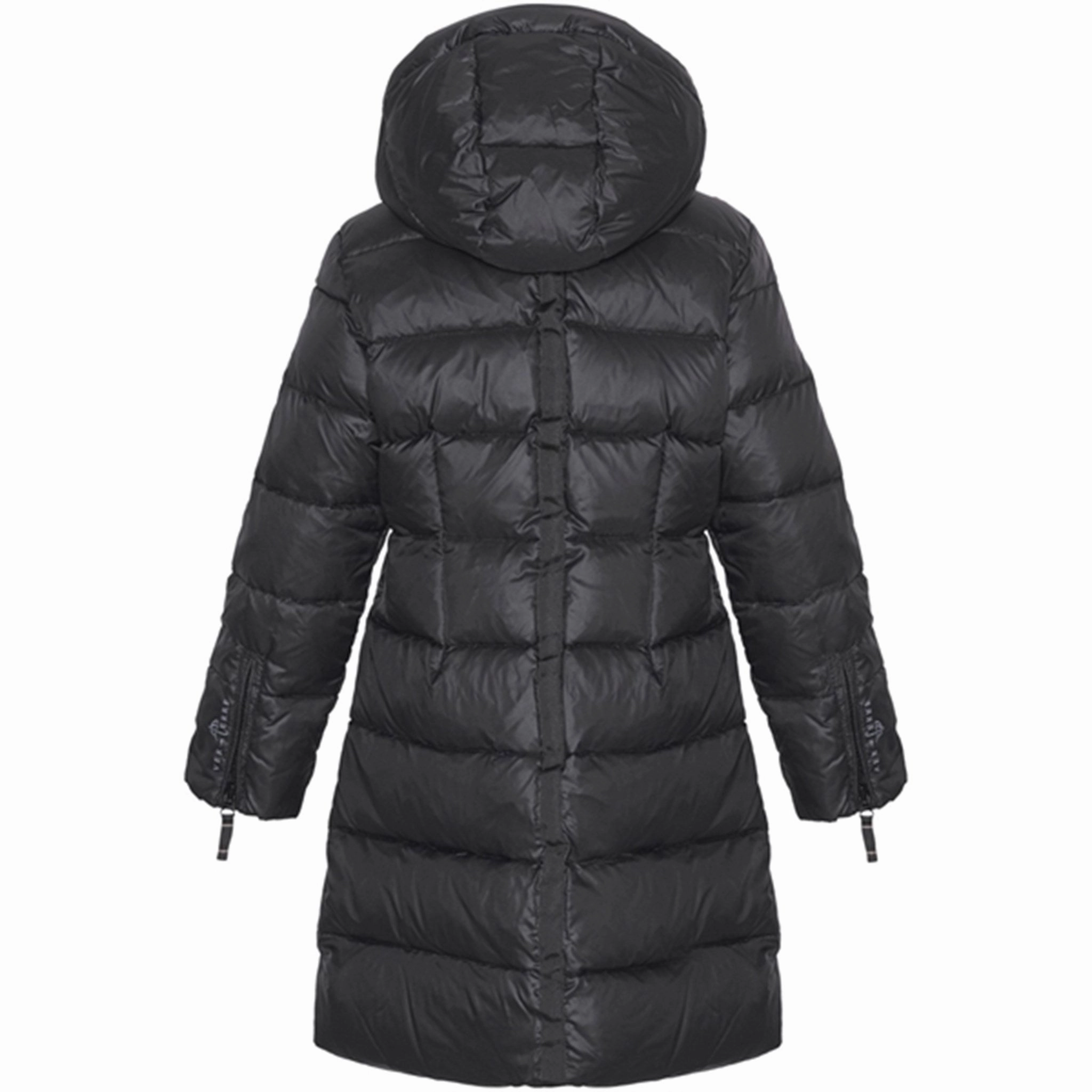 Ver de Terre Featherlight Girls A Down Coat Black Elastic Hem Adjustment