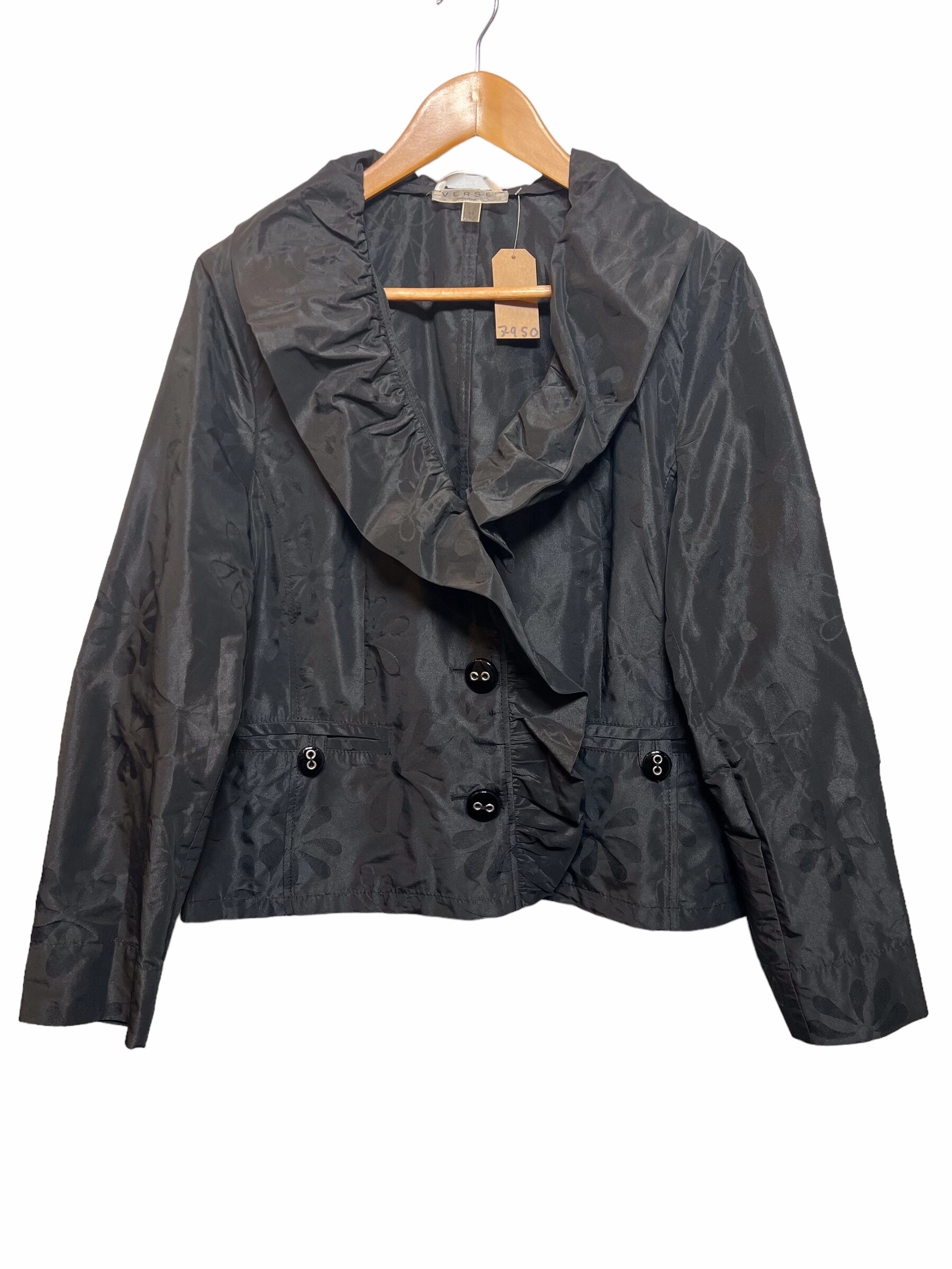 Verse Woman's Floral Black Coat Blazer (Size L) Explain