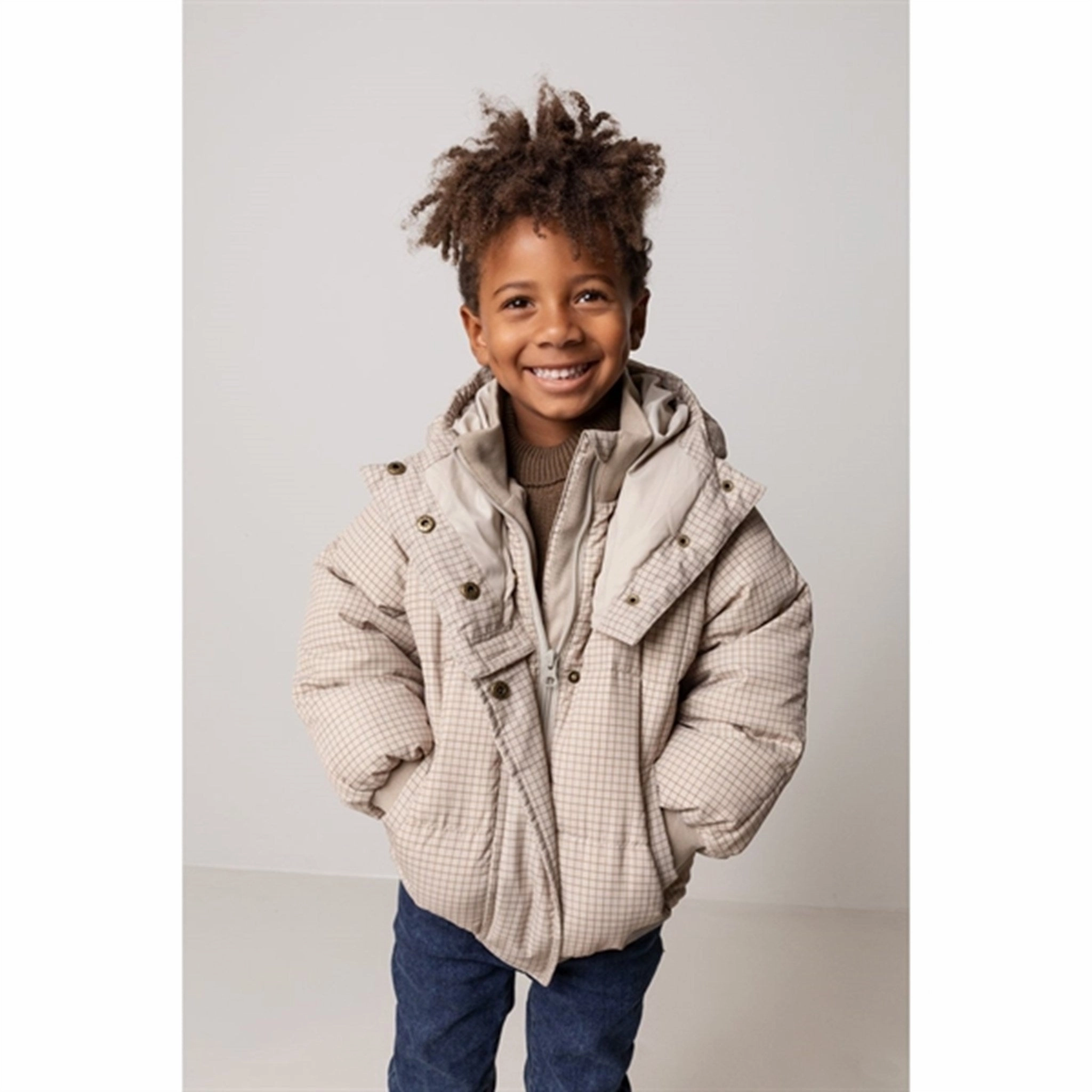 Fleece Backing Hypoallergenic Textile MarMar Otis Puffer Down Jacket Wood Check