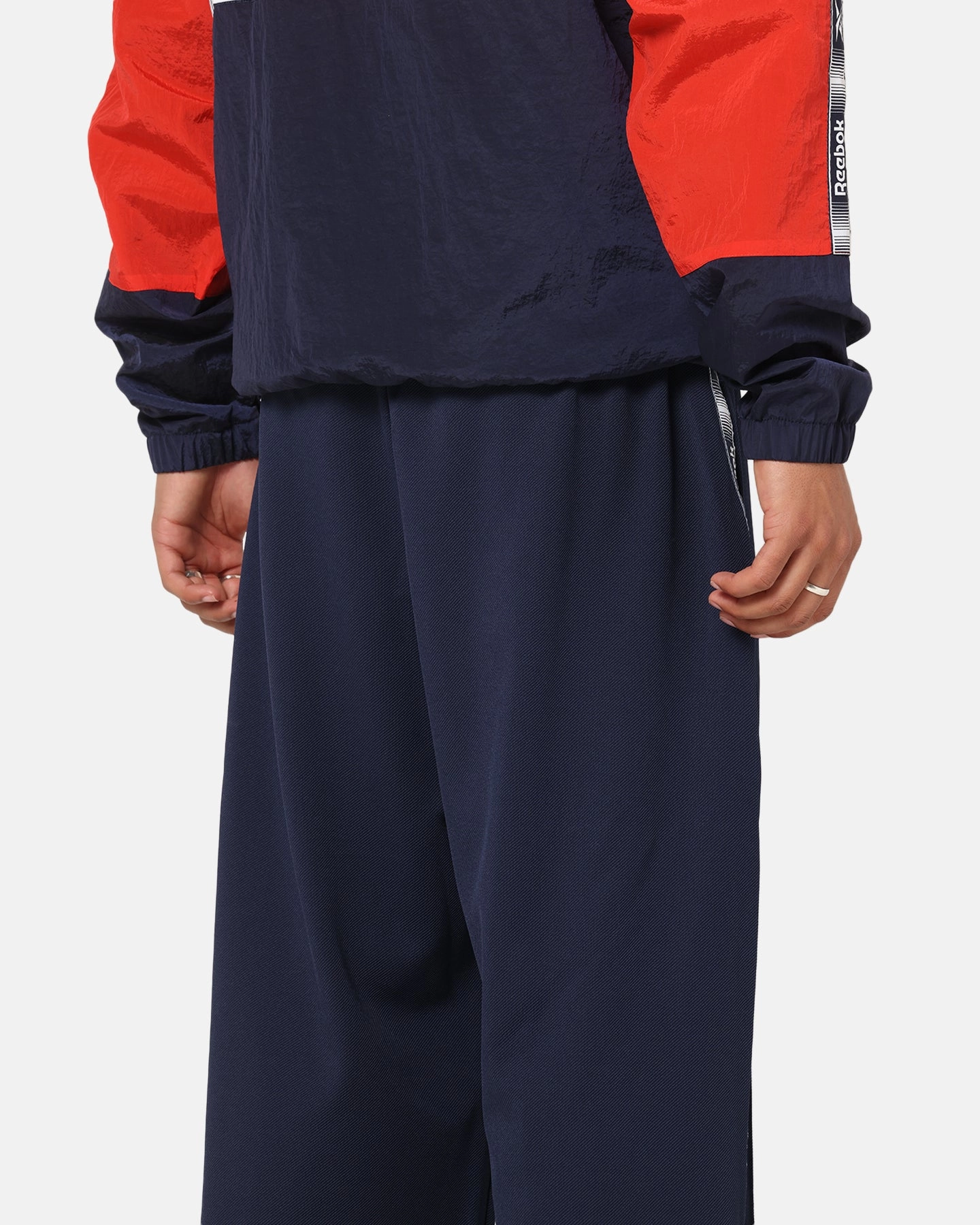 Reinforced Armholes Rapid Fit Rebook Taped Track Pants Navy