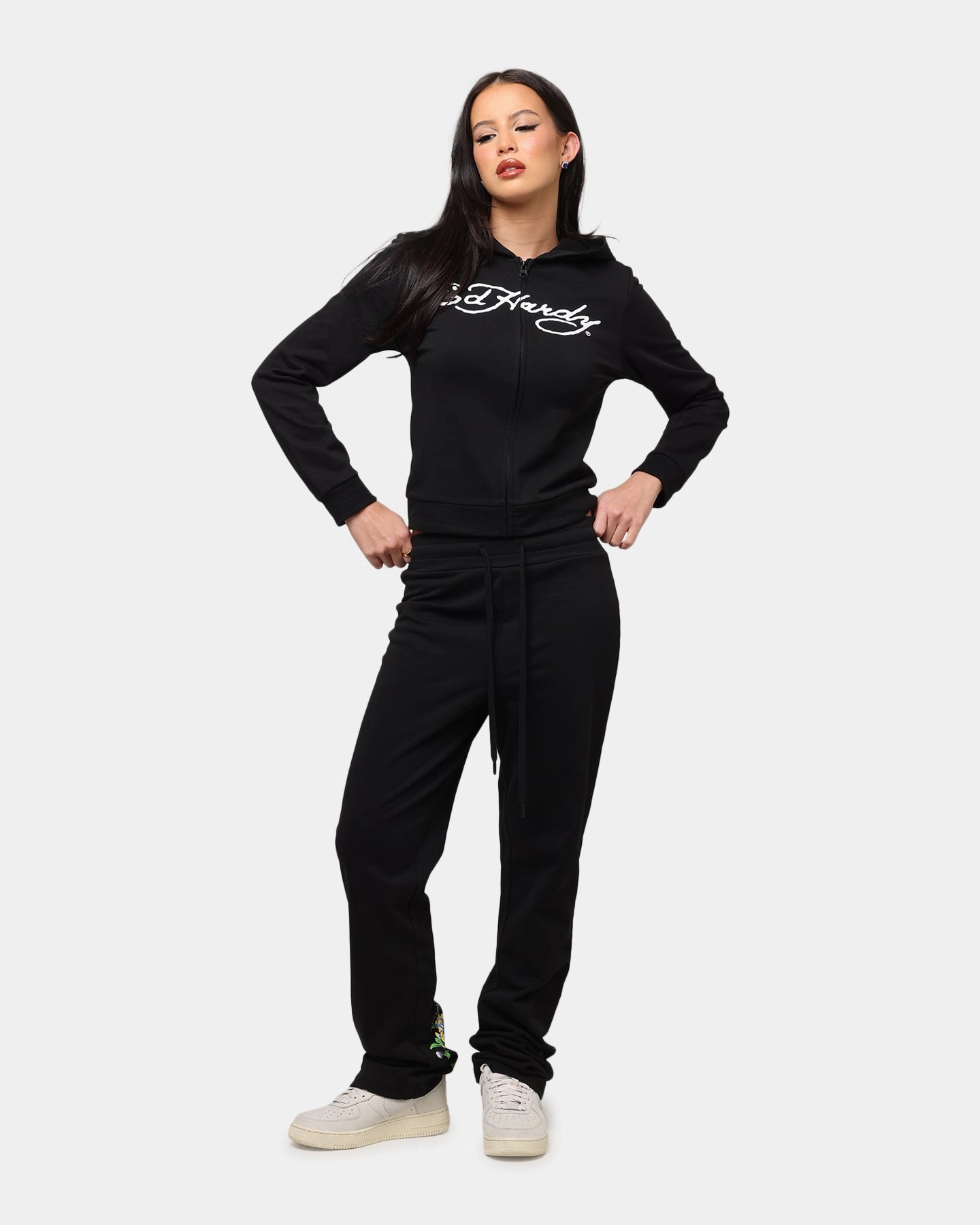 StaticDissipative Minimal Design Ed Hardy Women's Flora Trackpants Black