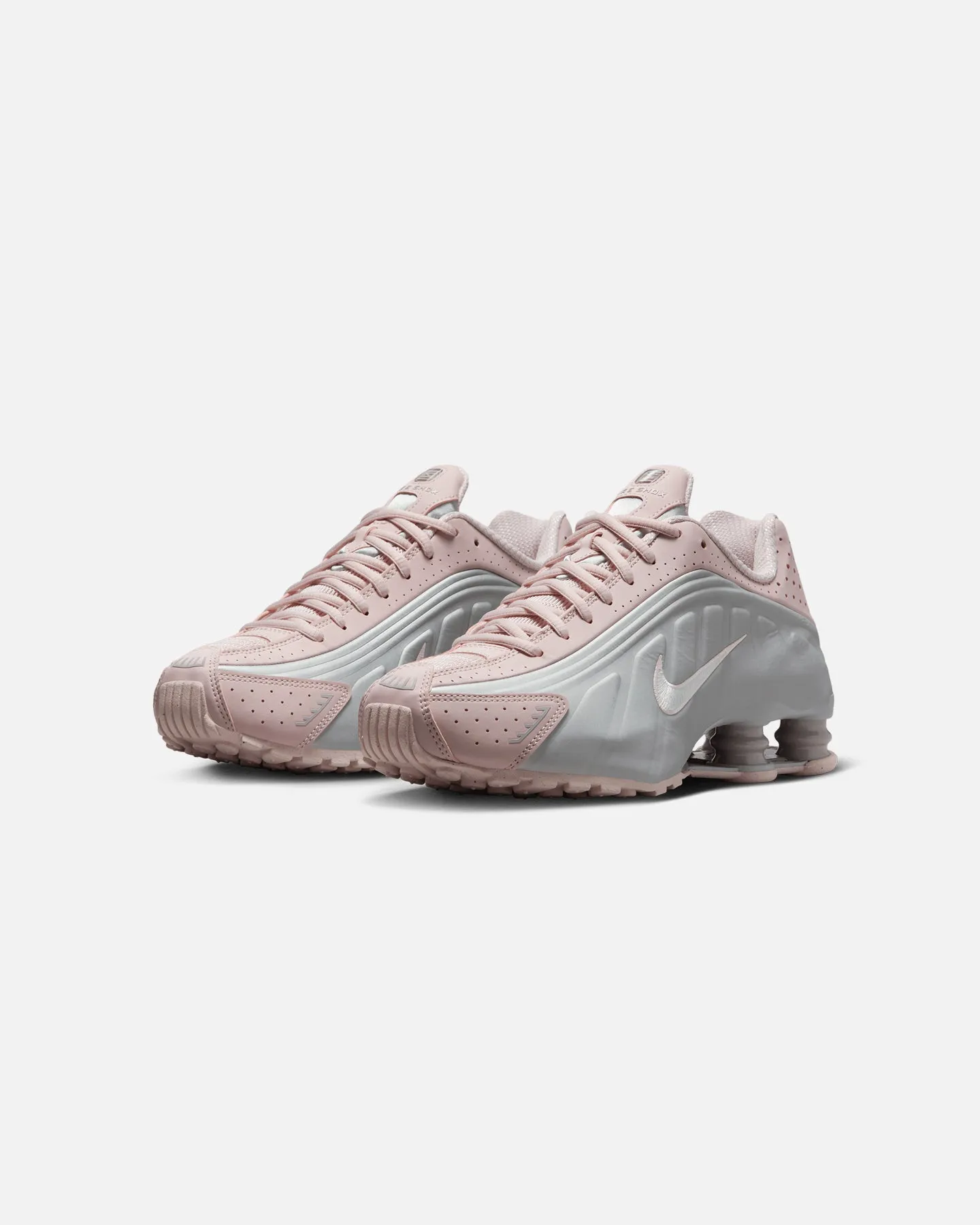 Nike Women's Shox R4 Barely Rose/Metallic Platinum adult fitness shoes Torsional Rigidity Enhancement