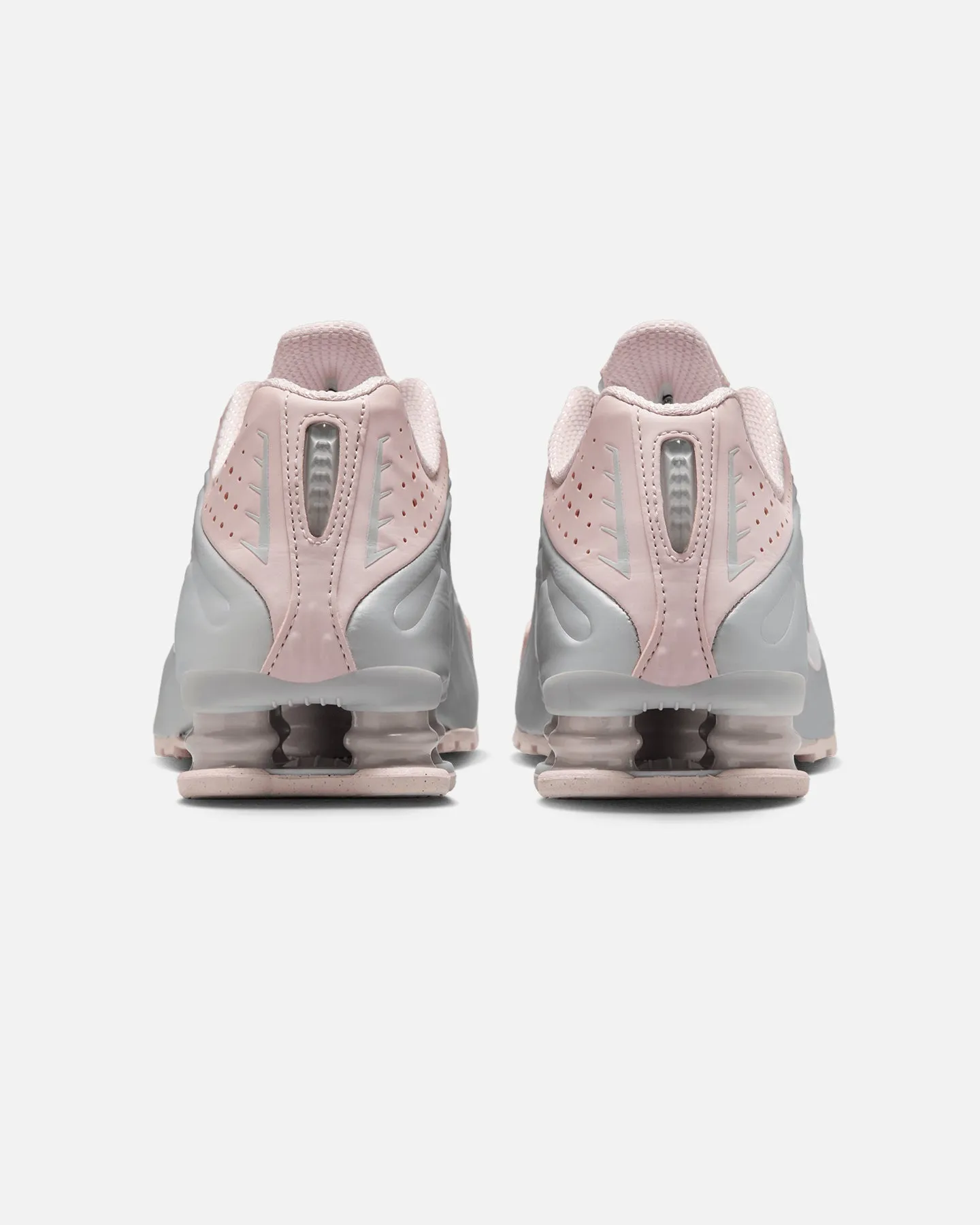 Nike Women's Shox R4 Barely Rose/Metallic Platinum Comfortable Fit Around Heel triple - strap shoes