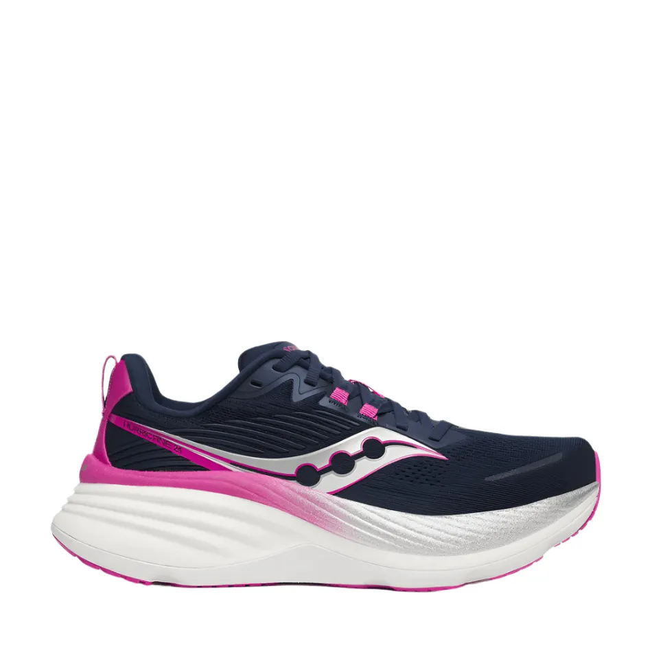 Saucony Women's Hurricane 24 Running Shoes in Navy/Fuchsia SS25 Sneaker Technology