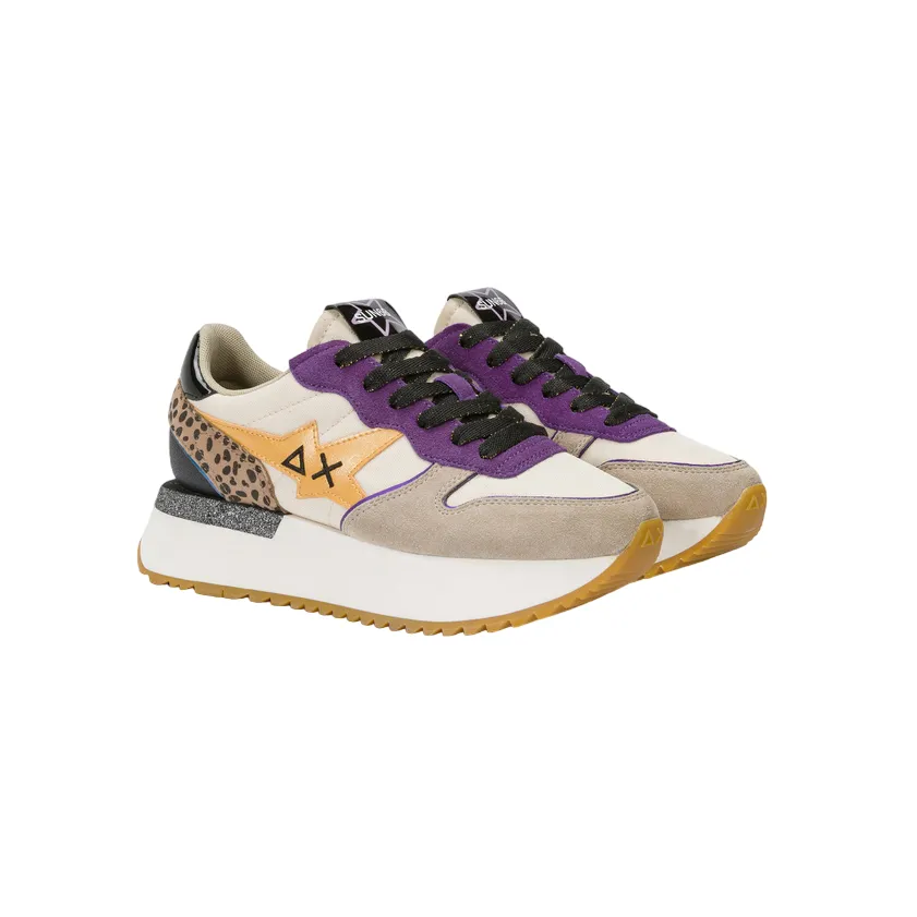 Sun68 scarpa sneakers da donna Big Stargirl Mix Z44218 31 bianco-panna running socks
