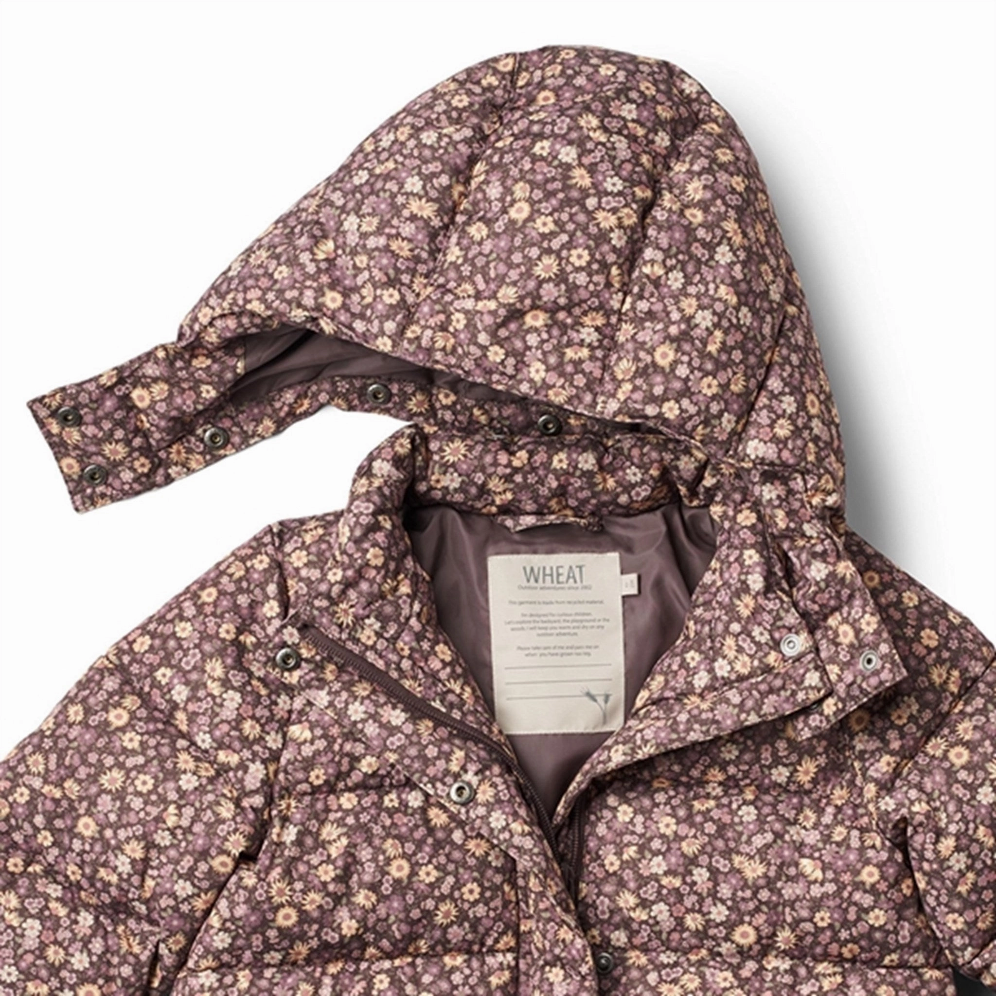 All Occasion Weekend Style Wheat Puffer Jacket Yrsa Eggplant Flowers