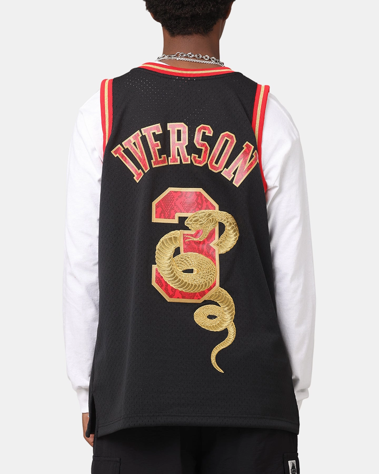 Move Fast Tactile Surface Weave Mitchell & Ness Philadelphia 76ers Allen Iverson 1996 Swingman Jersey Black/Gold