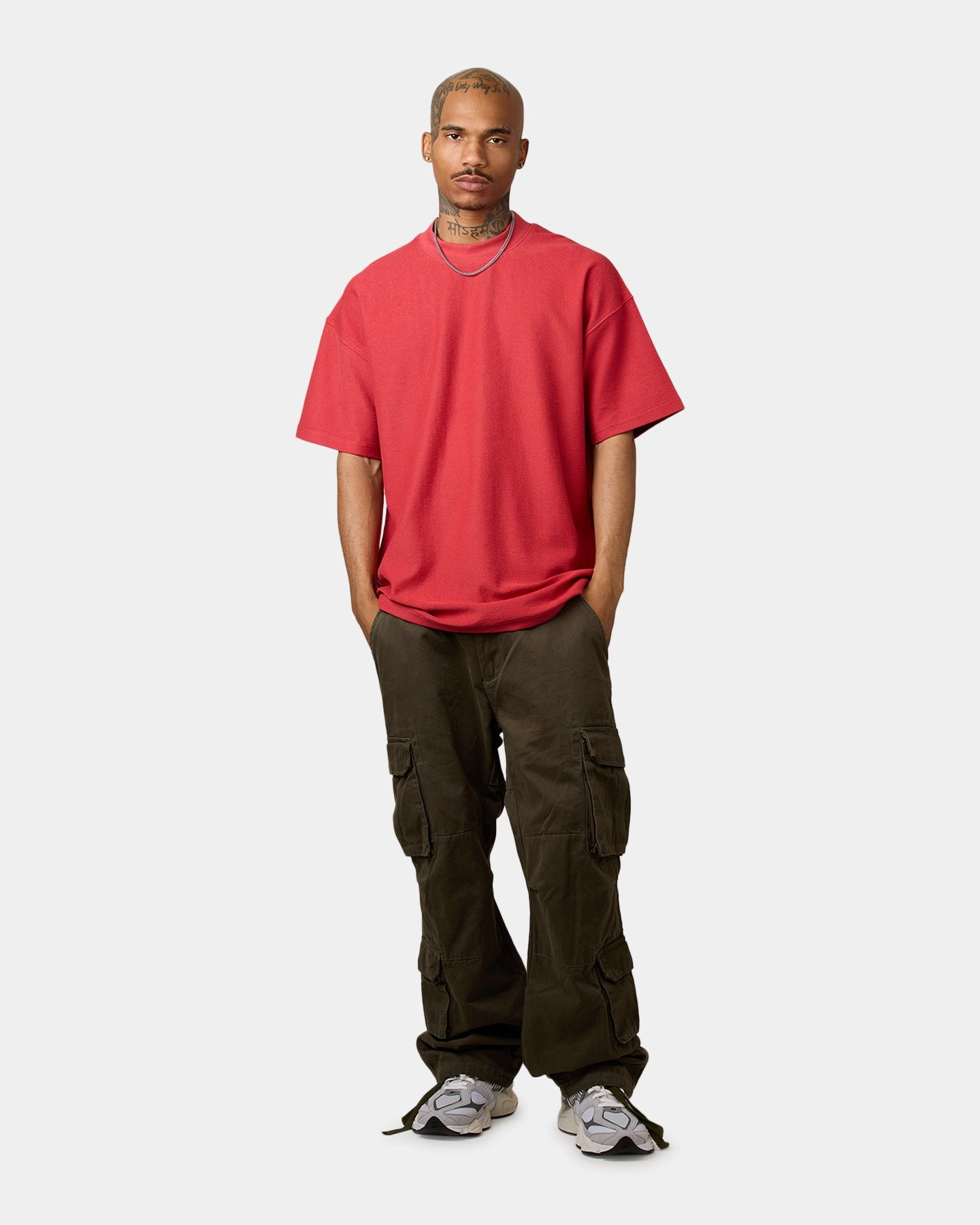 Urban Fashion Carre Terry Oversized T-Shirt Red
