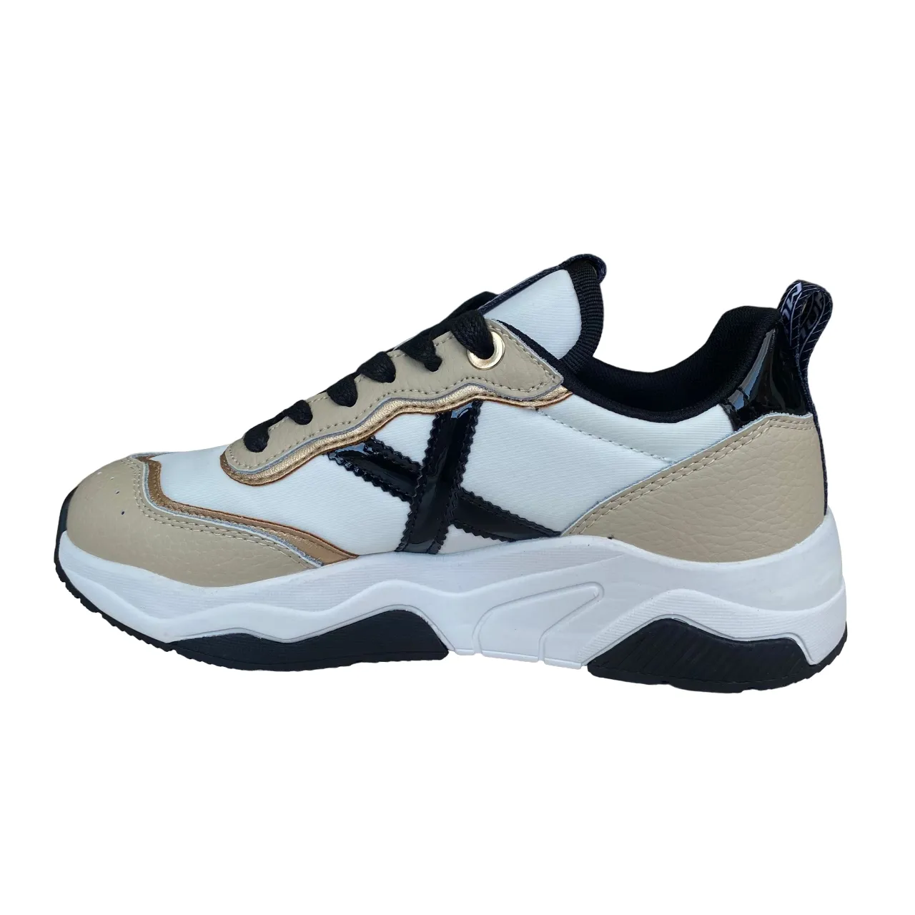 Memory foam insole canvas running gear Munich scarpa sneakers da donna Wave 105 beige-nero