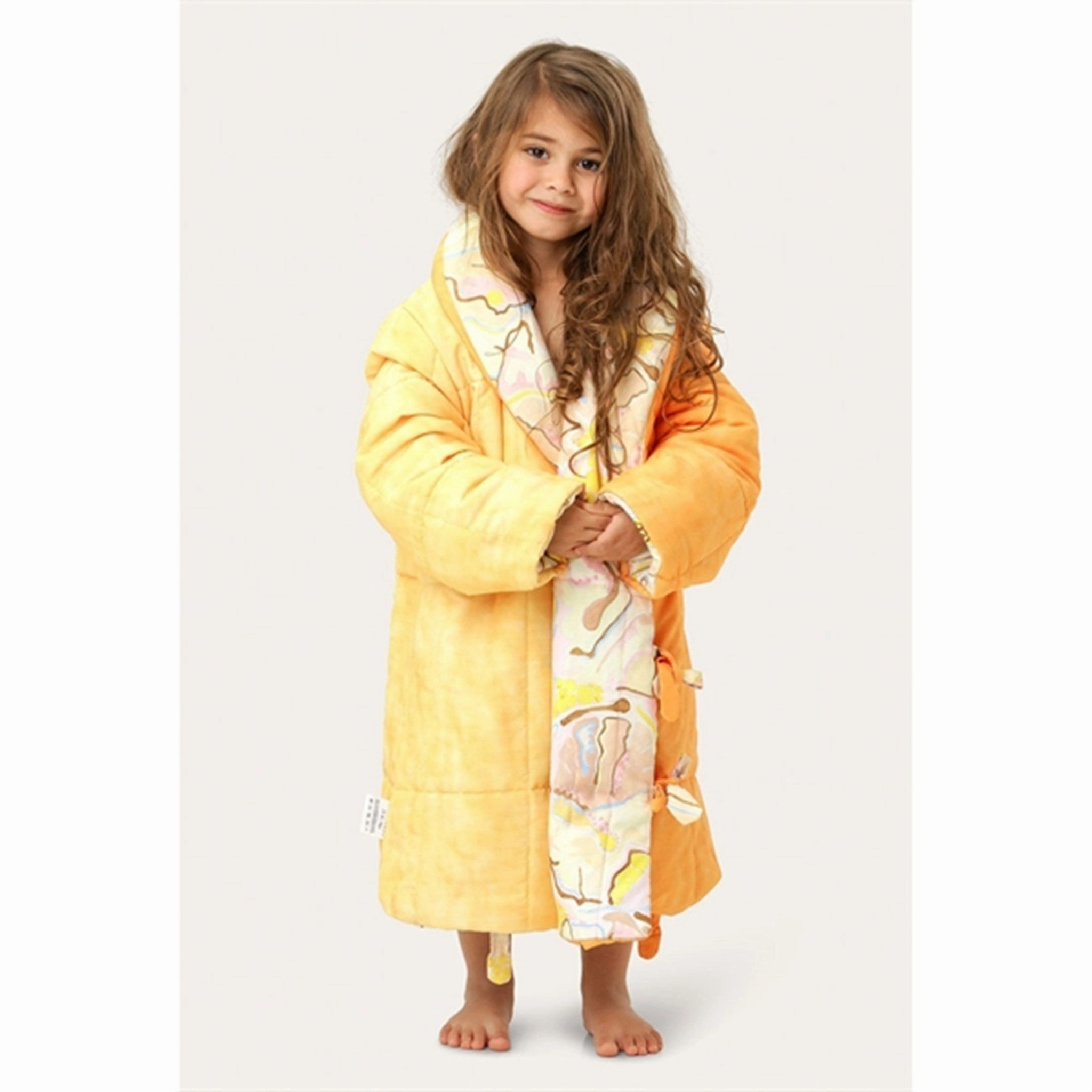 HELMSTEDT Aga Coat Brainprint - Orange - Light Orange Elasticated Waistband Shawl Lapel