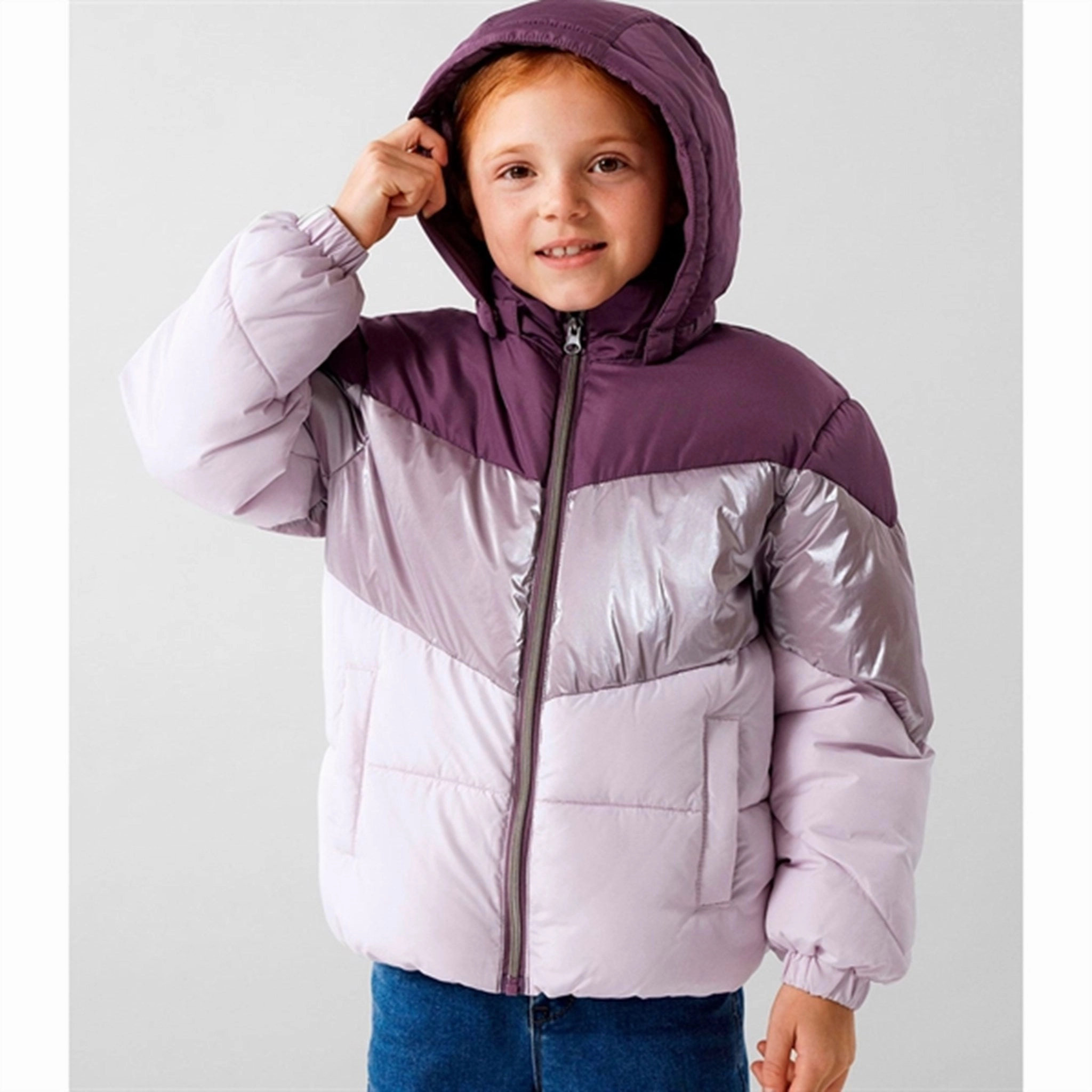 Touchscreen Compatible Cuffs Matte Fabric Name it Arctic Dusk Mille Puffer Jacket Block Foil Noos