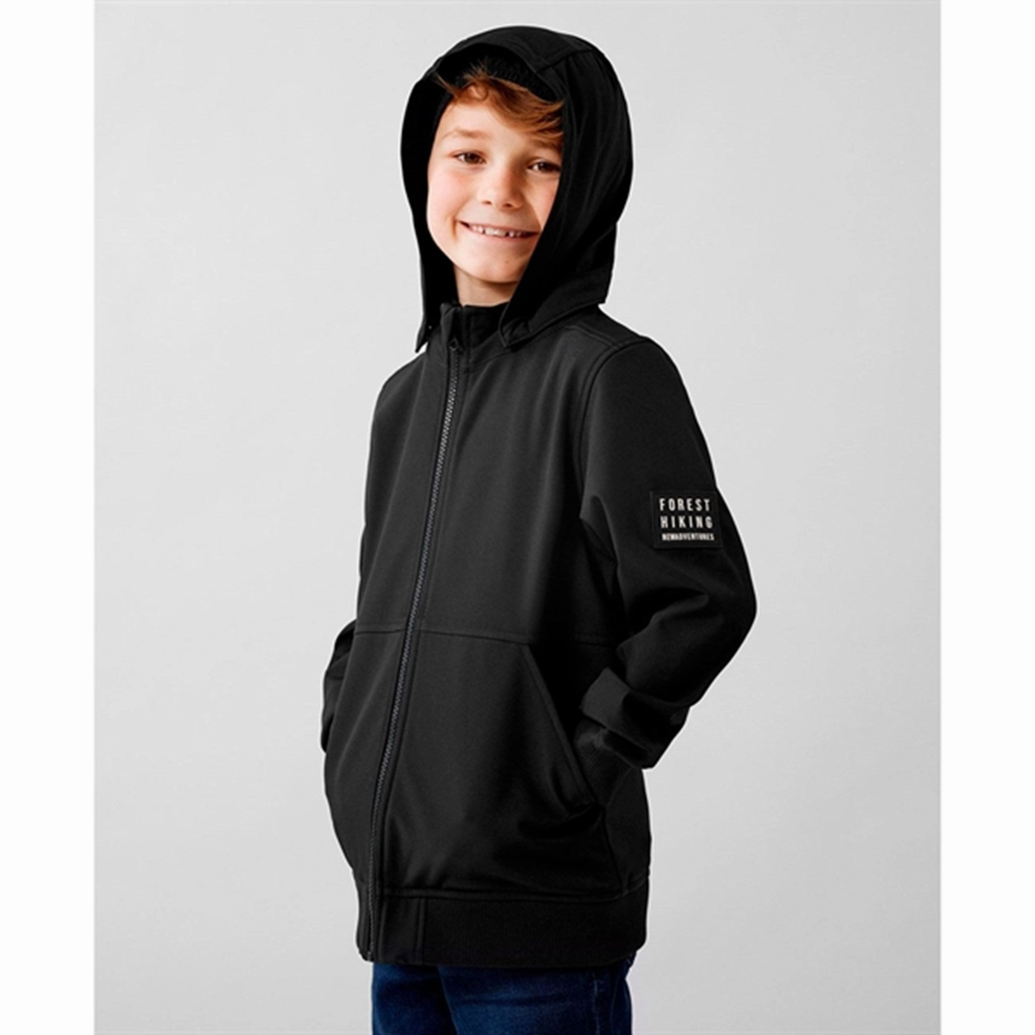 Soft Shell Flexible Layer Fit Name it Black Alfa Softshell Jacket Badge Noos