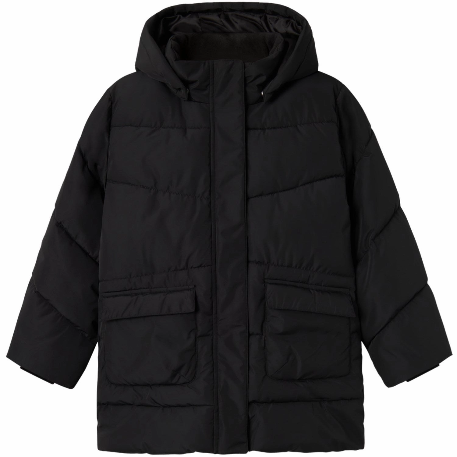 Name It Black Medow03 Jacket Long Fo Noos Contrast Stitch Low Profile Collar