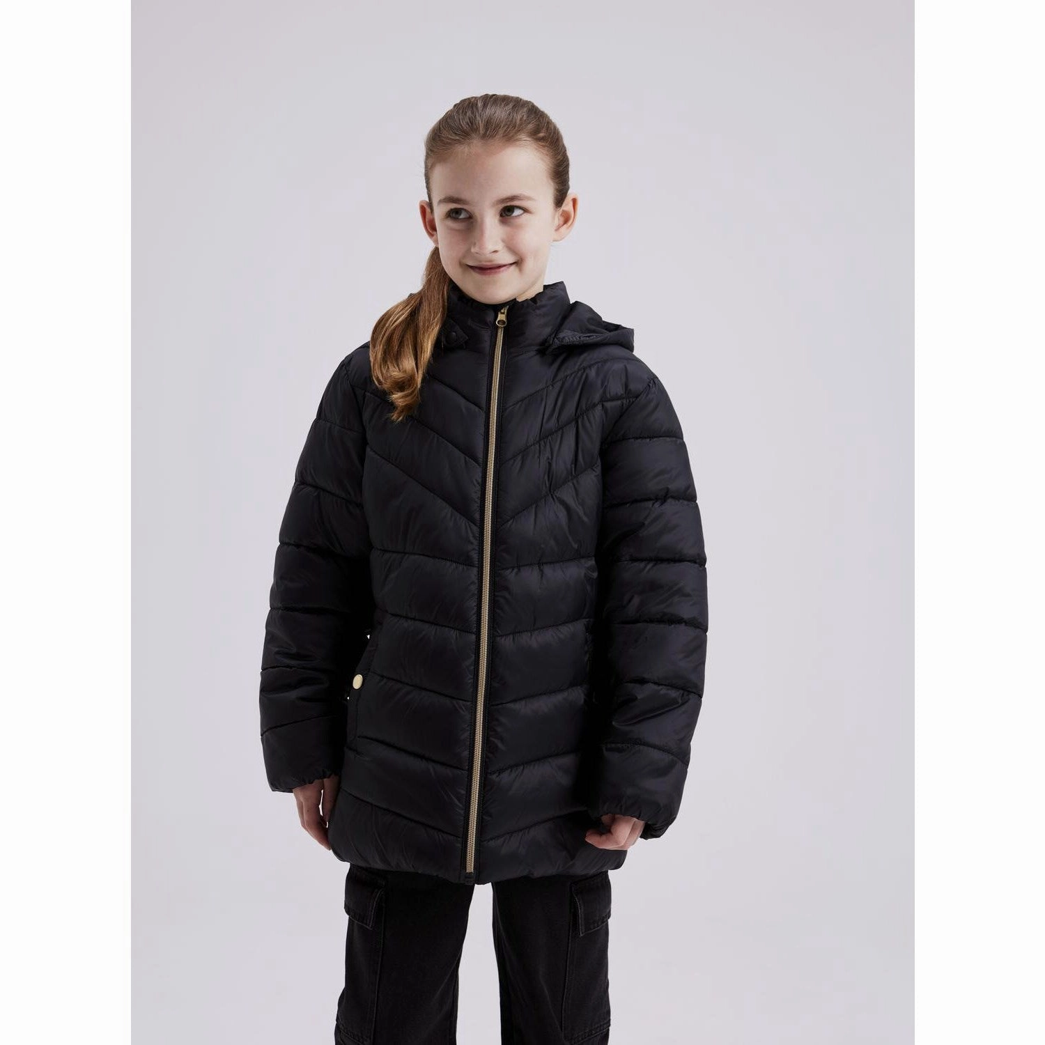 Name It Black Monay Jacket Mold Resistant Coating Quick Pull Zipper