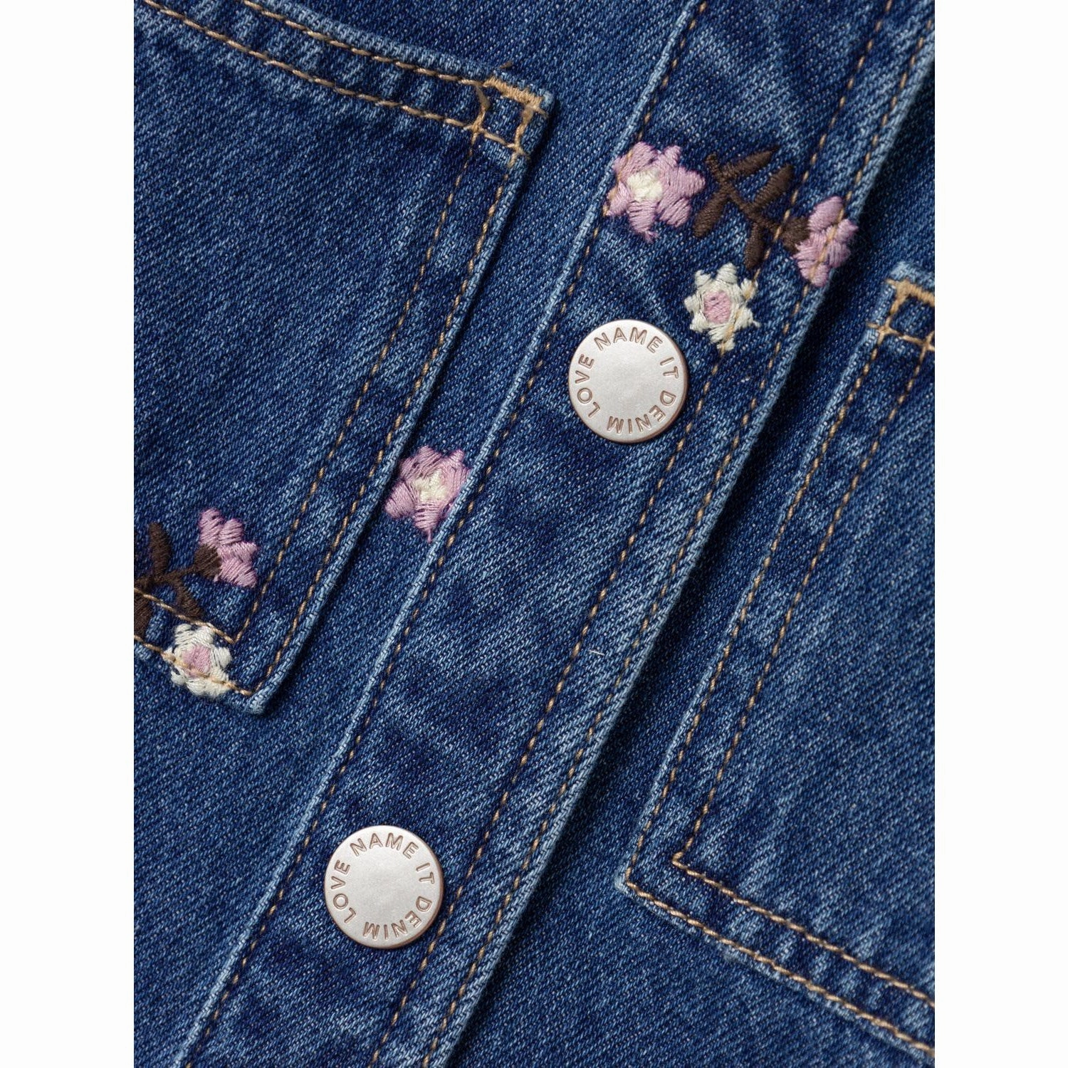 Name It Dark Blue Denim Kat Embellished Denim Jacket Odor Resistant Coating Seamless Shoulder Construction