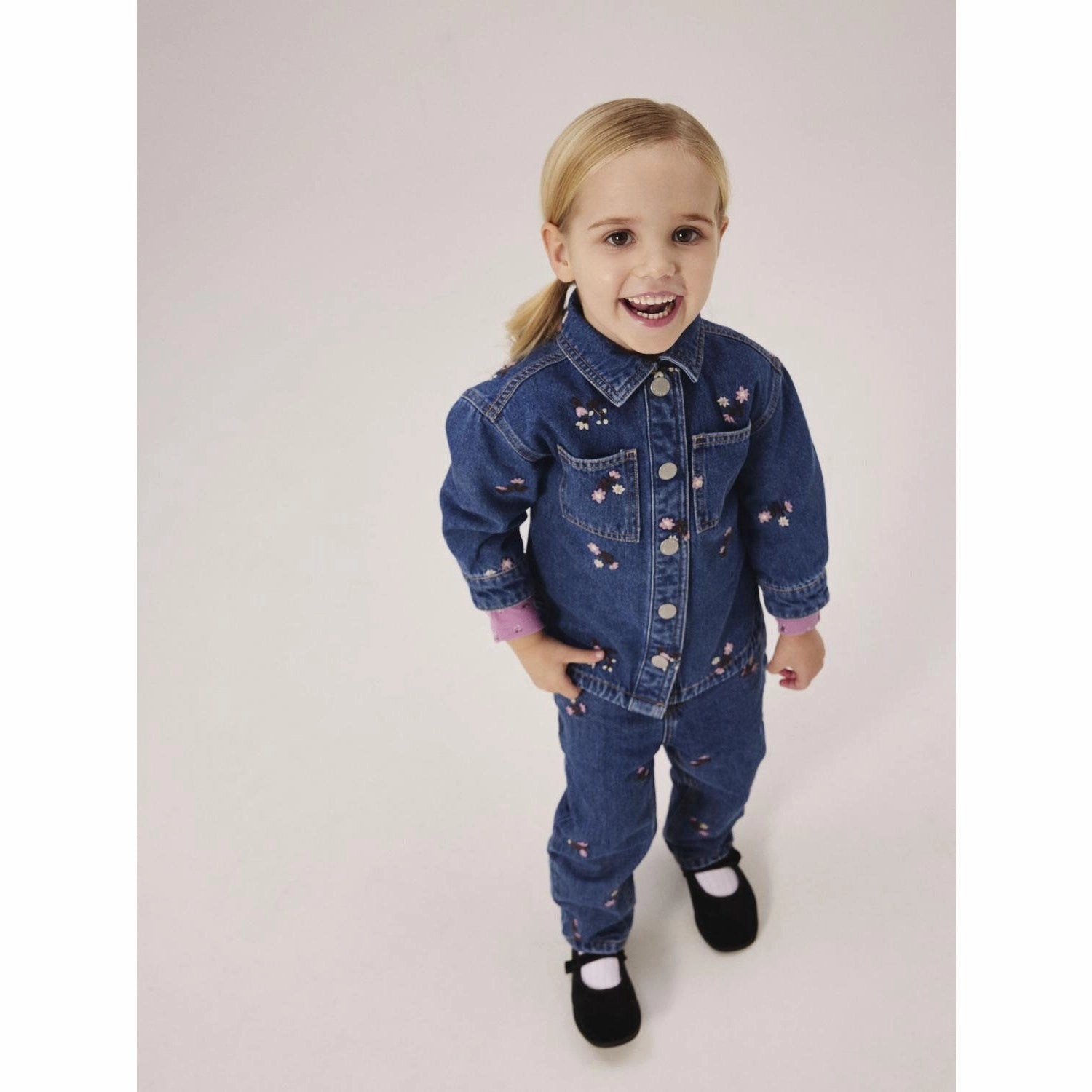 Daily Wear Reflective Zippers Name It Dark Blue Denim Kat Embellished Denim Jacket