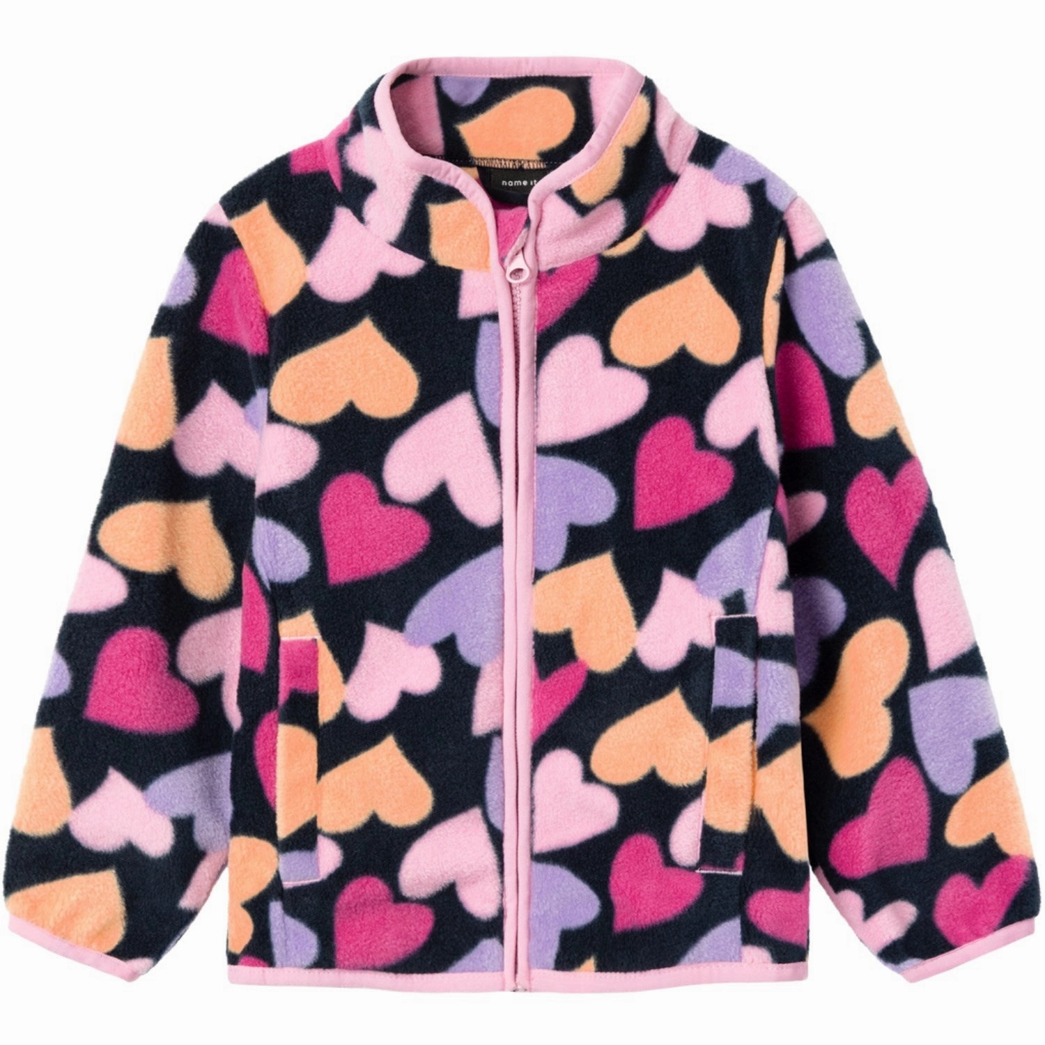 Name It Dark Sapphire Meeko Fleece Jacket AOP LowProfileStitching Classic Ribbed Cuffs