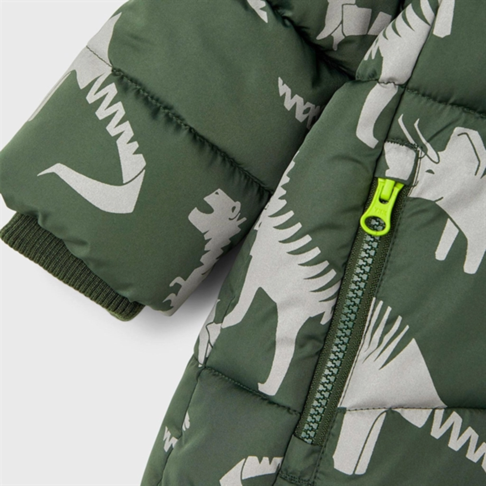 Flexible Hood Design Name it Deep Forest Mosan Puffer Jacket Reflective AOP