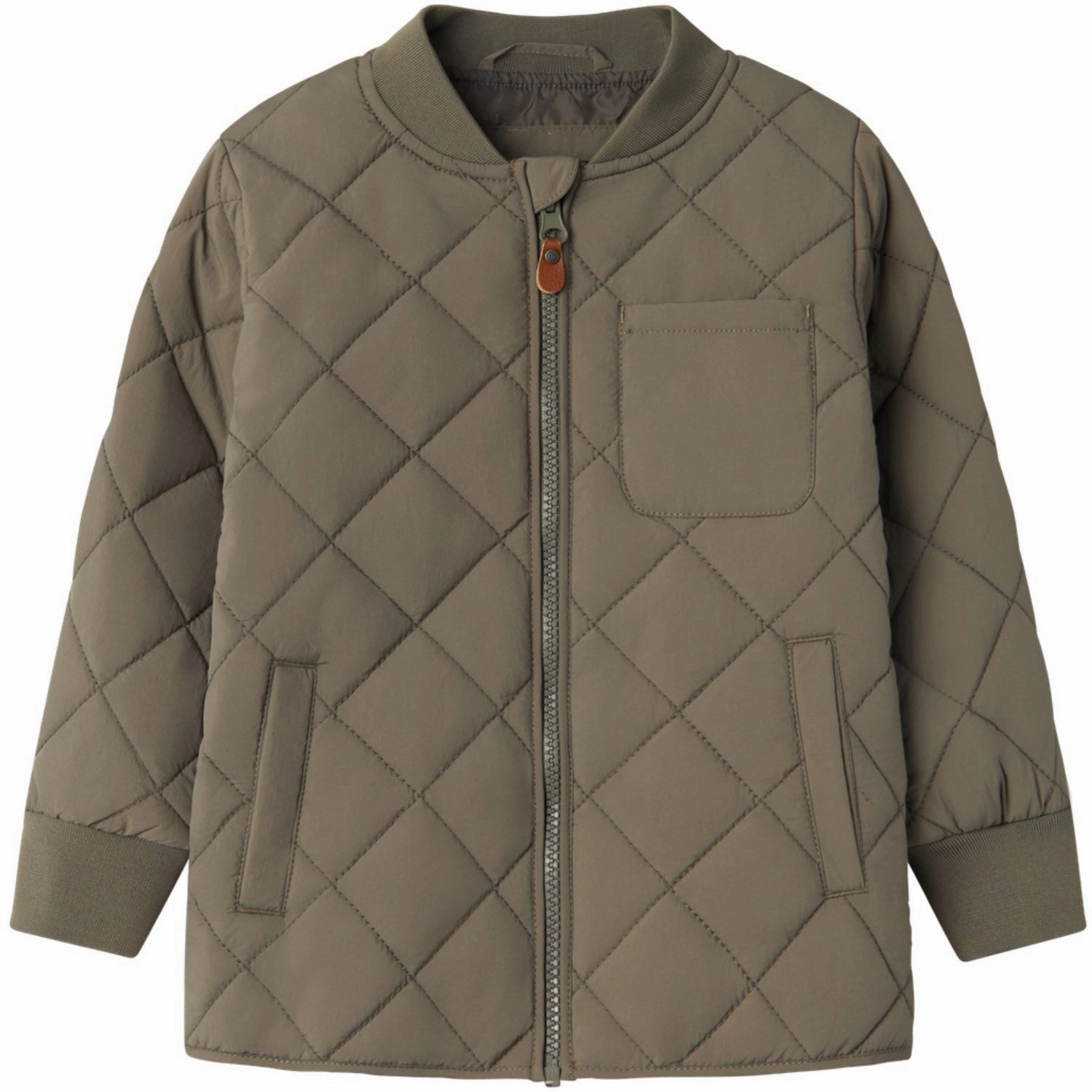 Name It Dusty Olive Marlin Quilt Jacket Tb Low Profile Collar Design Runway Inspired