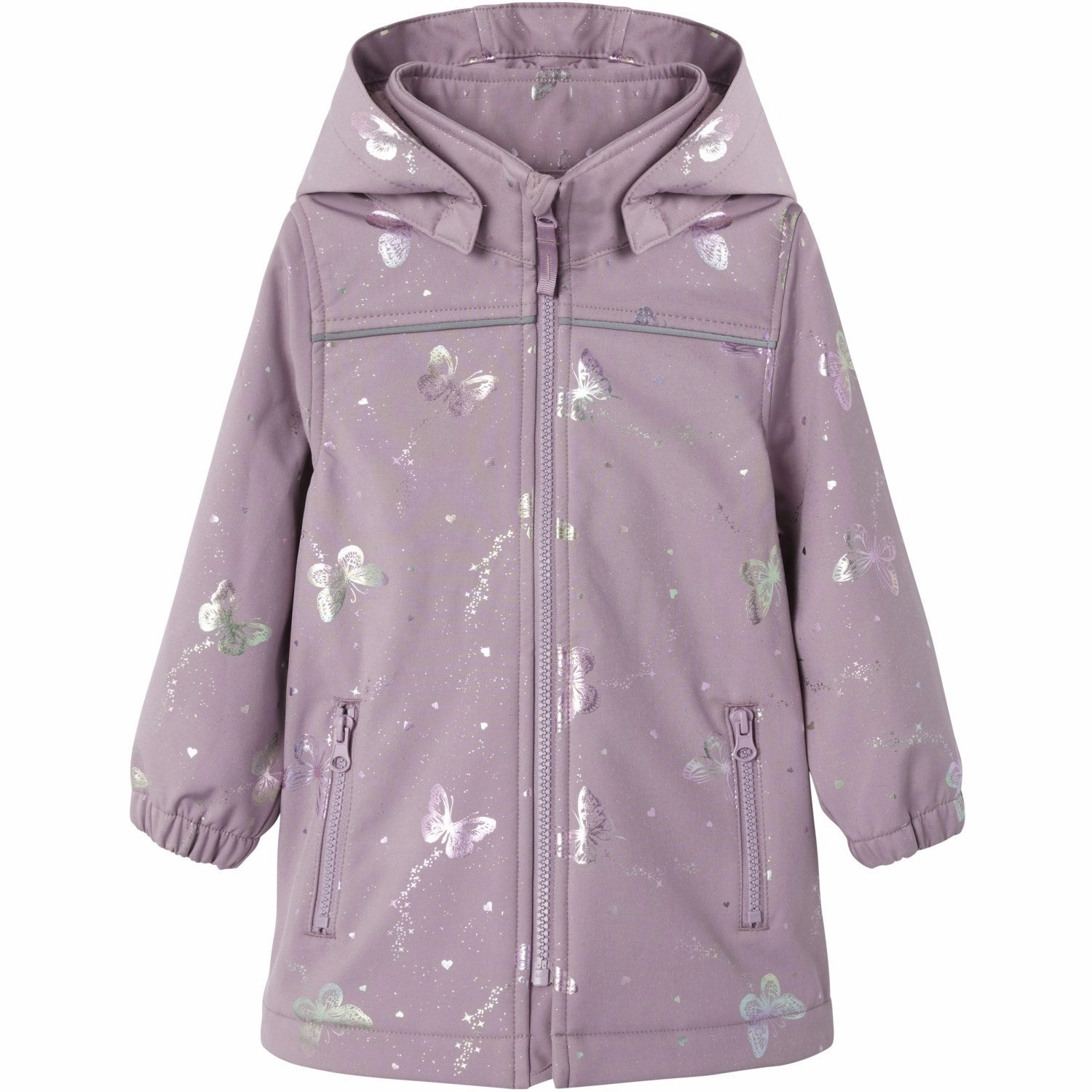 Name It Elderberry Butterfly Alfa08 Softshell Long Foil Jacket Fo Versatile Style Anti Pilling Textile