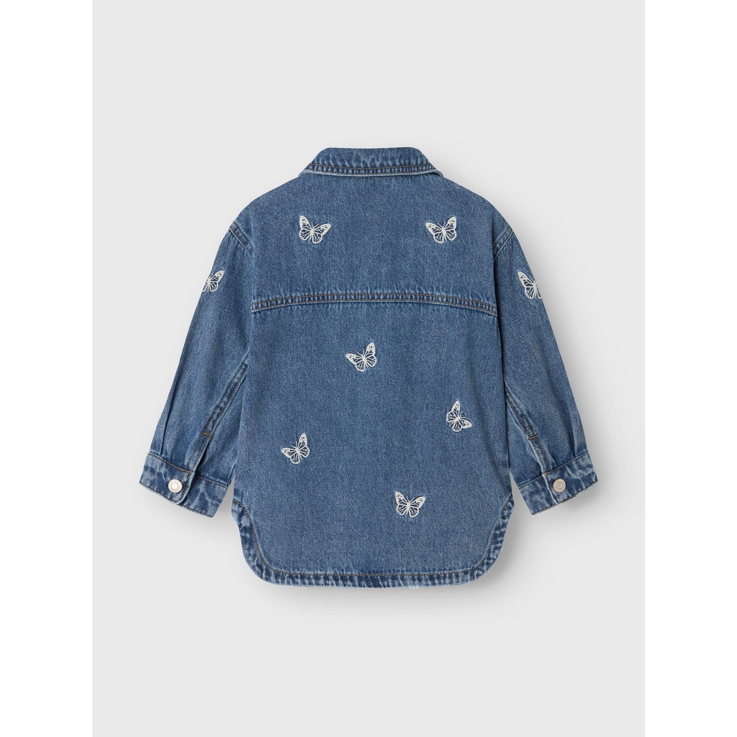 Name It Medium Blue Denim Butterfly Nina Embroidery Denim Jacket Everyday Fit Style