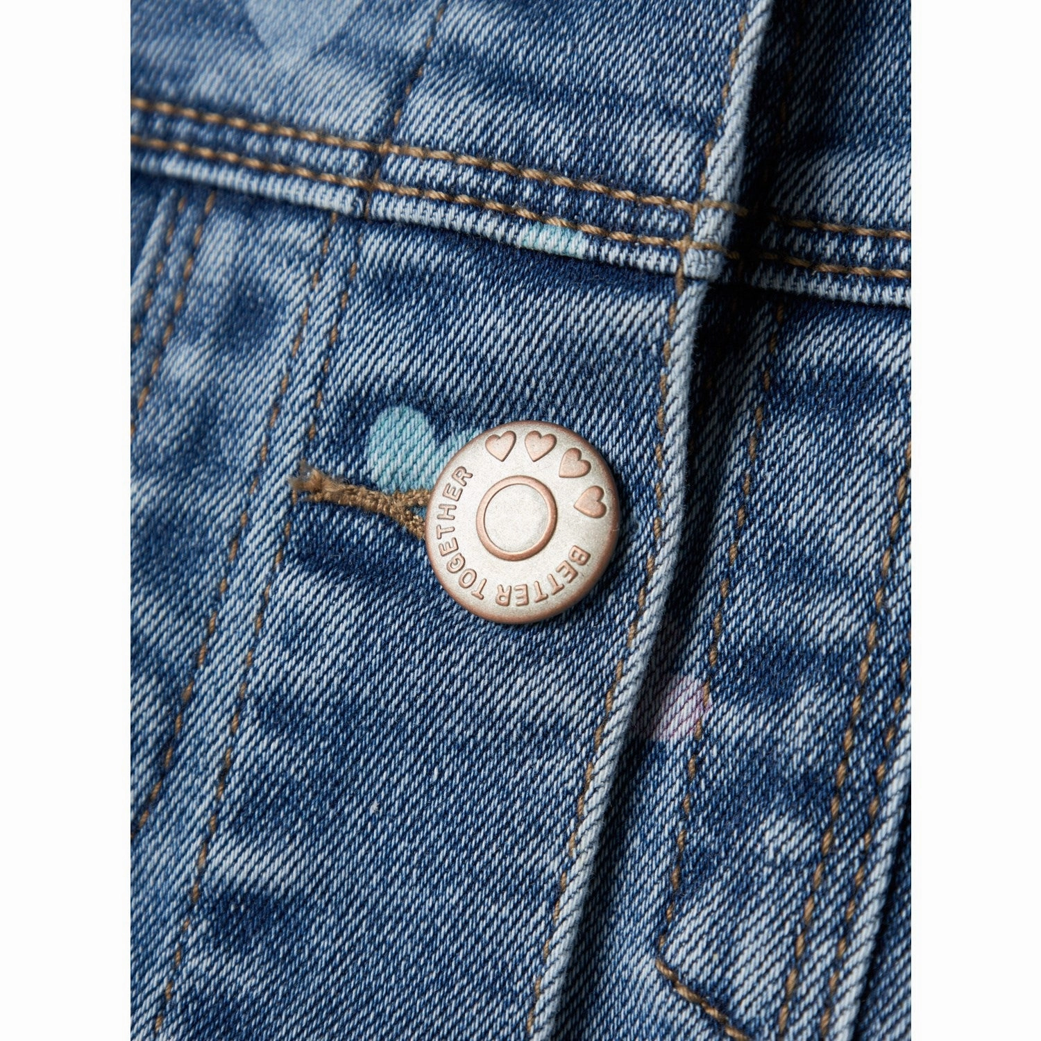Name It Medium Blue Denim Heart Falula Denim Jacket Contemporary Fit MultiPocketStyle