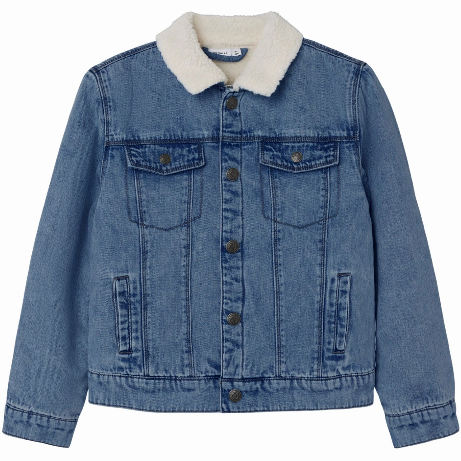 Name It Medium Blue Denim Jack Teddy Denim Jacket Neutral Look