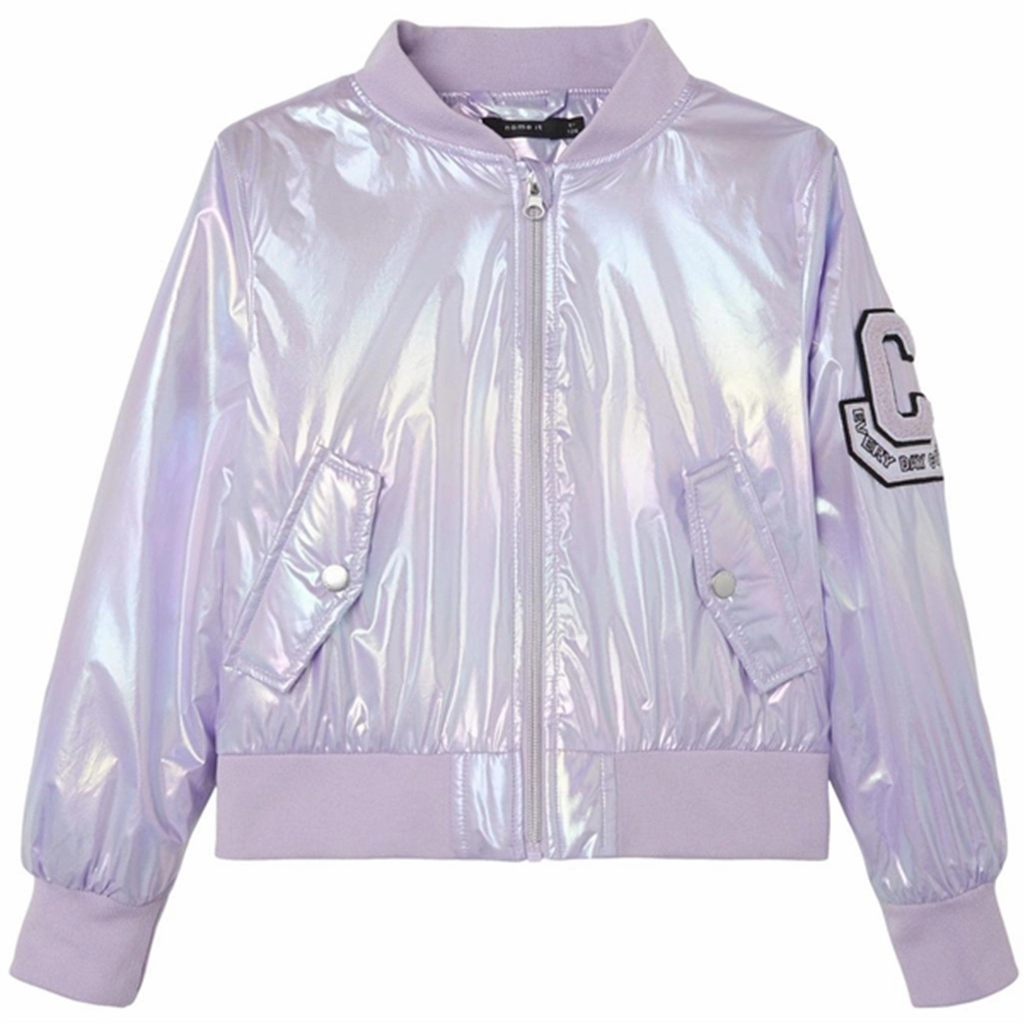 High Collar Windguard Water resistant coating Name it Orchid Bloom Movie Bomber Jacket Foil