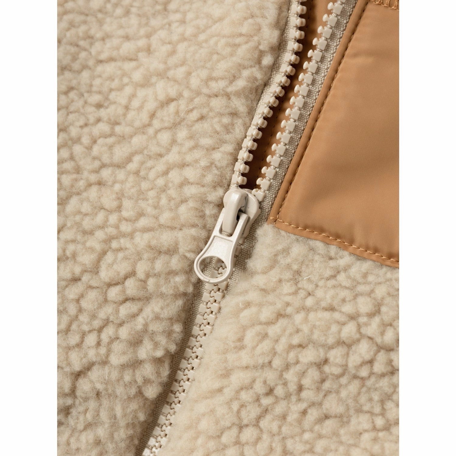 Name It Oxford Tan Mosie Teddy Jacket Layered Neckline