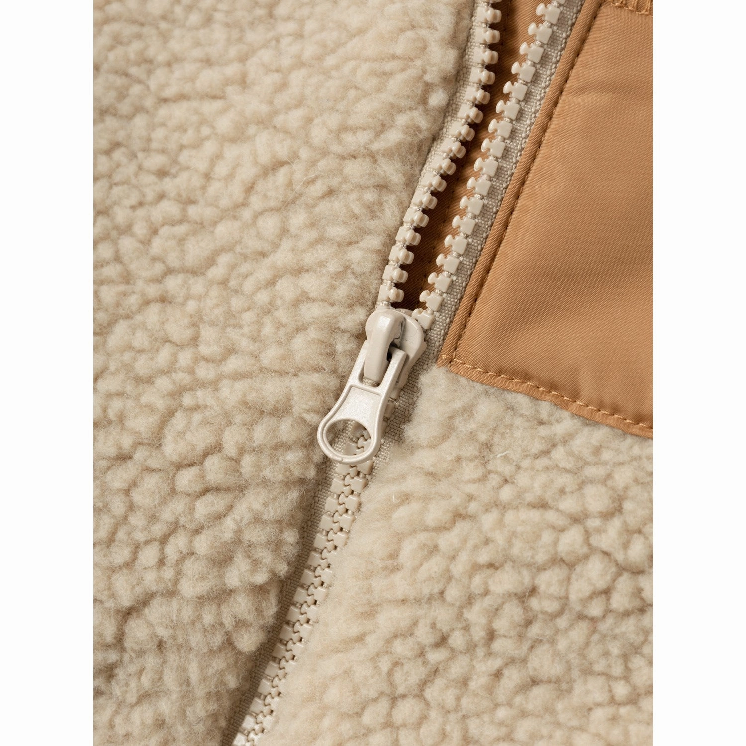 Name It Oxford Tan Mosie Teddy Jacket Polished Look Heat Sealed Seams