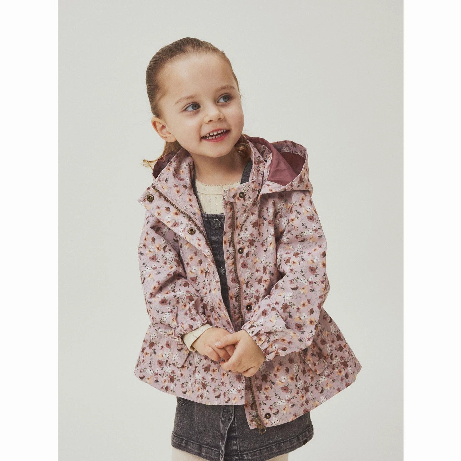 Rubberized Zippers Name It Pale Mauve Flowers Malex08 Jacket AOP Fo