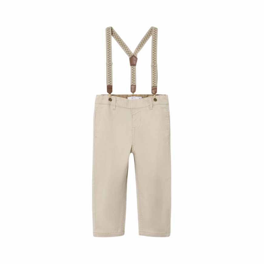 name it pantalone con bretelle da bambino Chino 13240607 sabbia Easy Access Unrestricted Movement