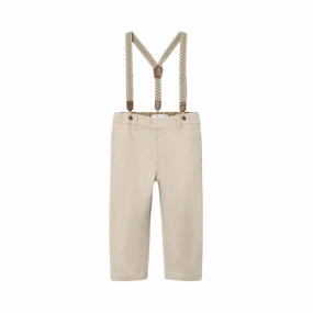 name it pantalone con bretelle da bambino Chino 13240607 sabbia Easy Access Unrestricted Movement