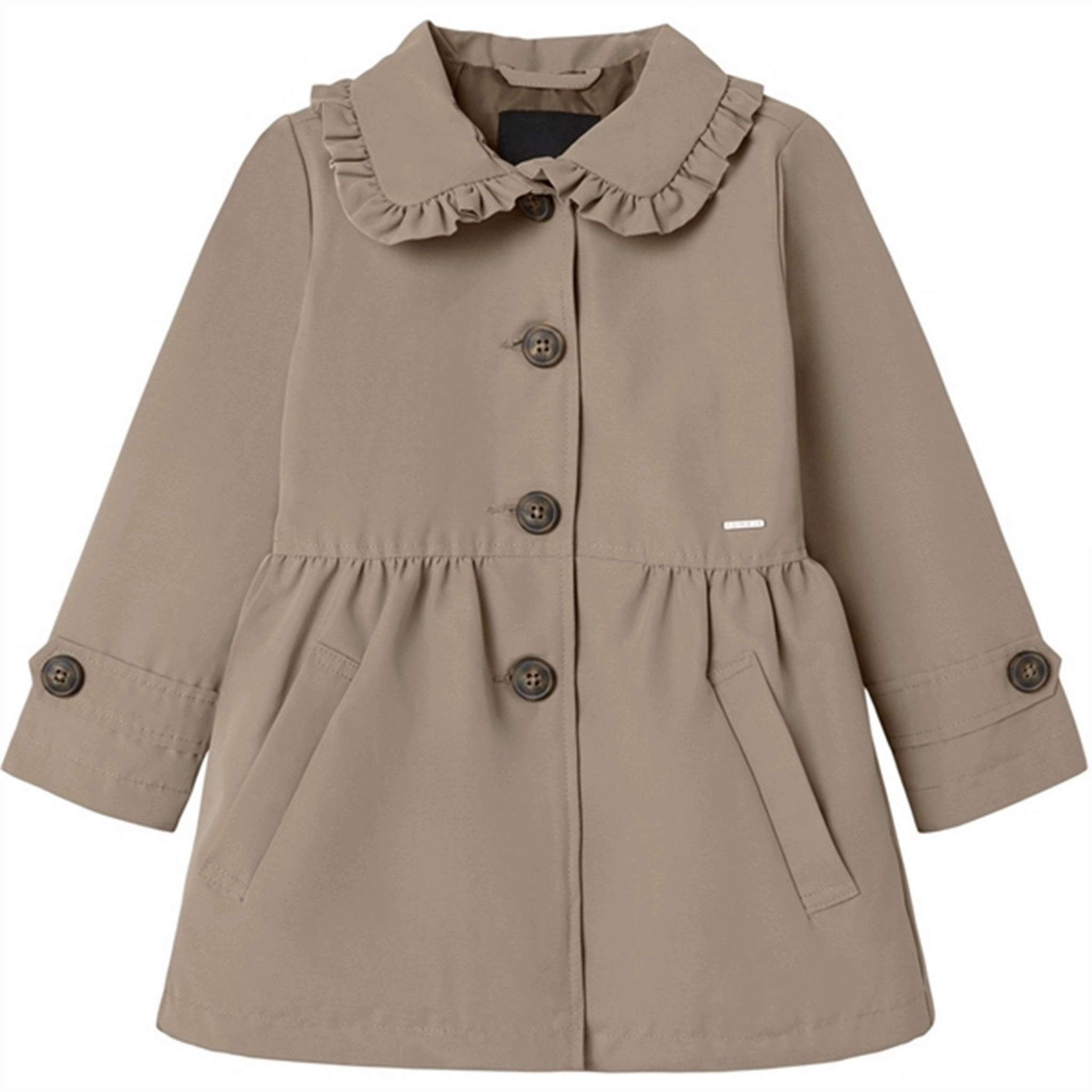 Name it Savannah Tan Madelin Trenchcoat Designer Inspired Reinforced Collar Structure