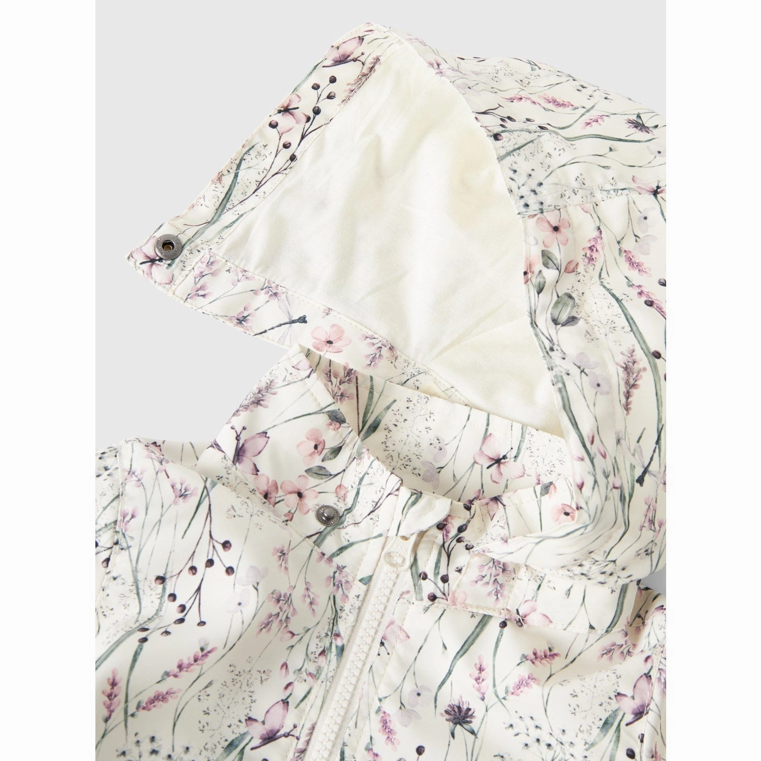 Name It Whisper White Long Flower Maxi Li Jacket AOP Waterproof Technology