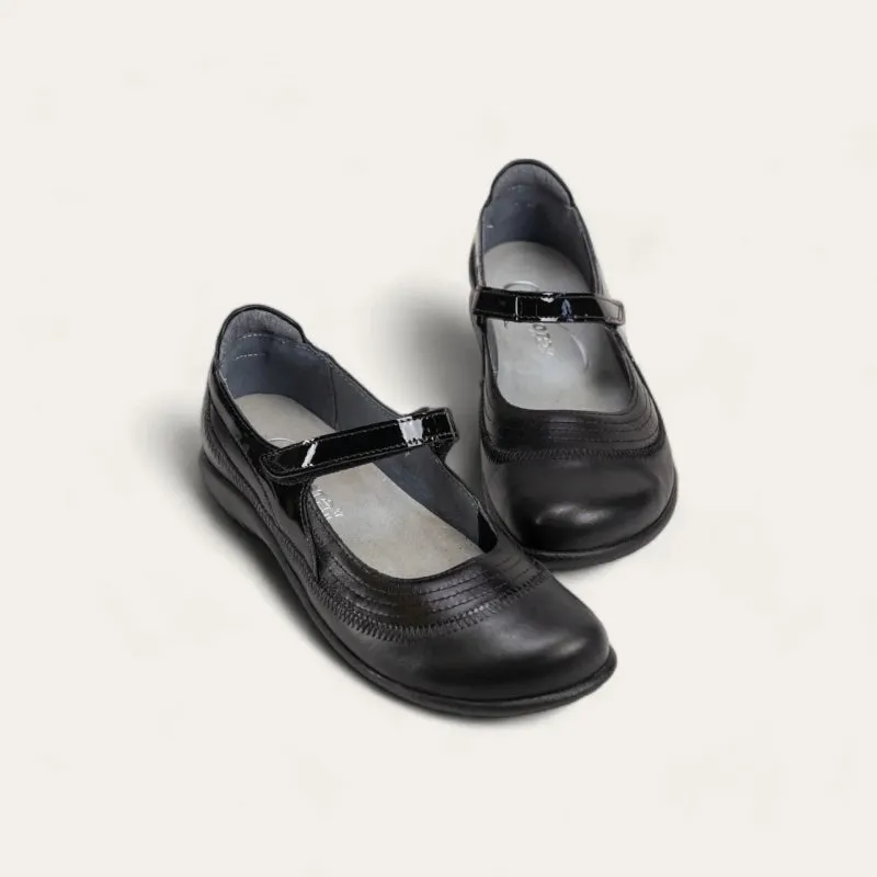 Naot Women's Kirei Wide - Black Leather/Shiny Black Patent