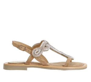 Caf??Noir Sandalo in camoscio con strass C1GC5013 M007 cuoio Footwear for Traveling