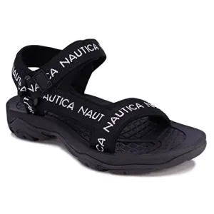 Nautica Men's Sandals, Open Toe Athletic Water Shoes w/Strap-Augustus-Black-12