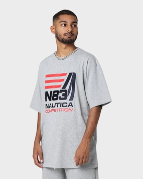 Nautica Finley Oversized T-Shirt Grey Marl Comfy Look Side Vent Design